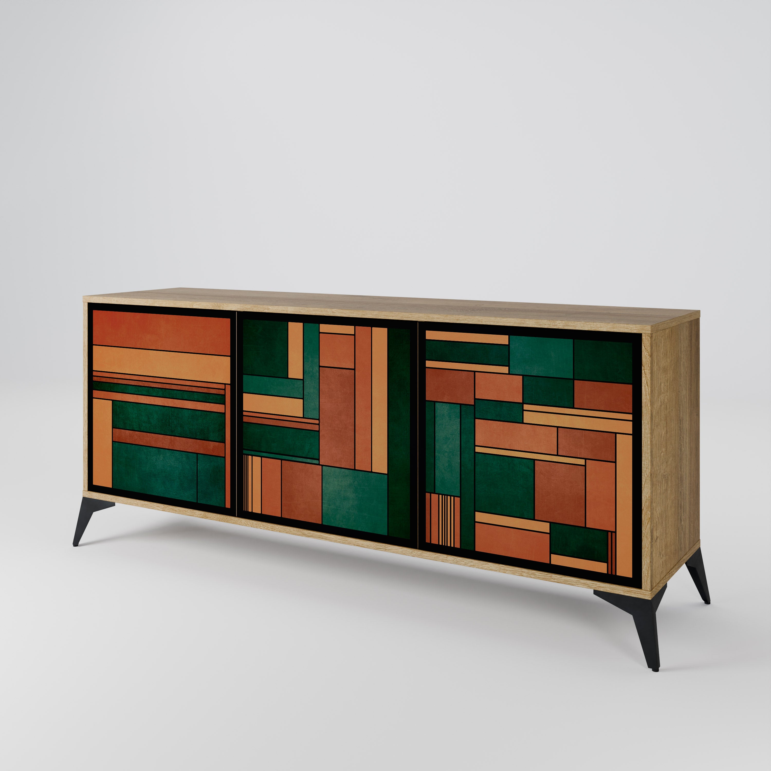 EARTHY FIGURES 3-Door Sideboard in Oak Effect