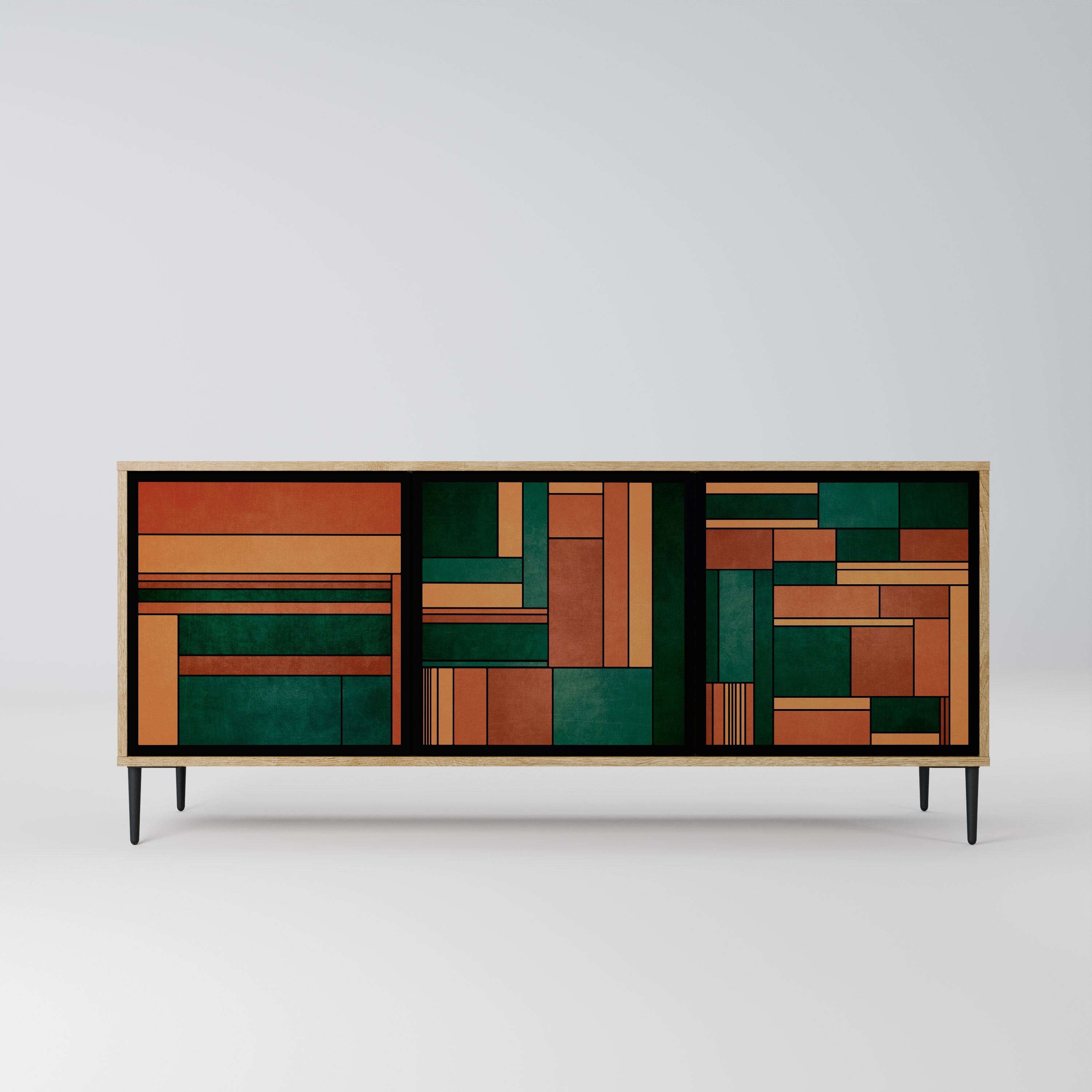 EARTHY FIGURES 3-Door Sideboard in Oak Effect