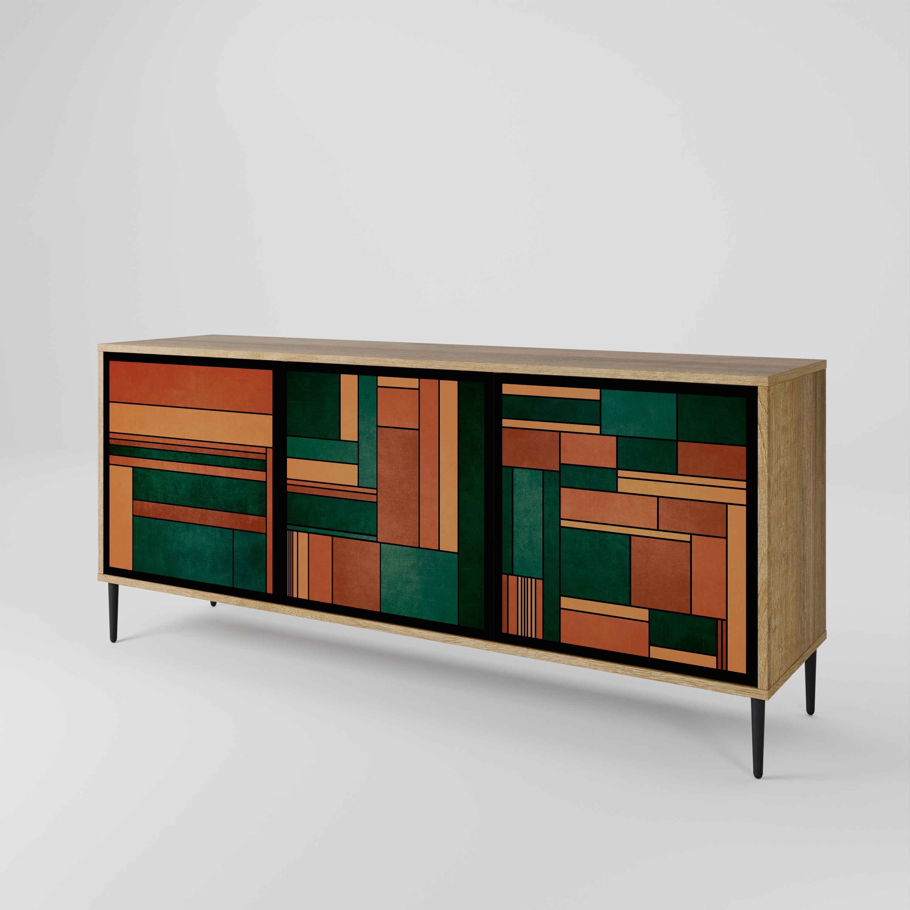 EARTHY FIGURES 3-Door Sideboard in Oak Effect