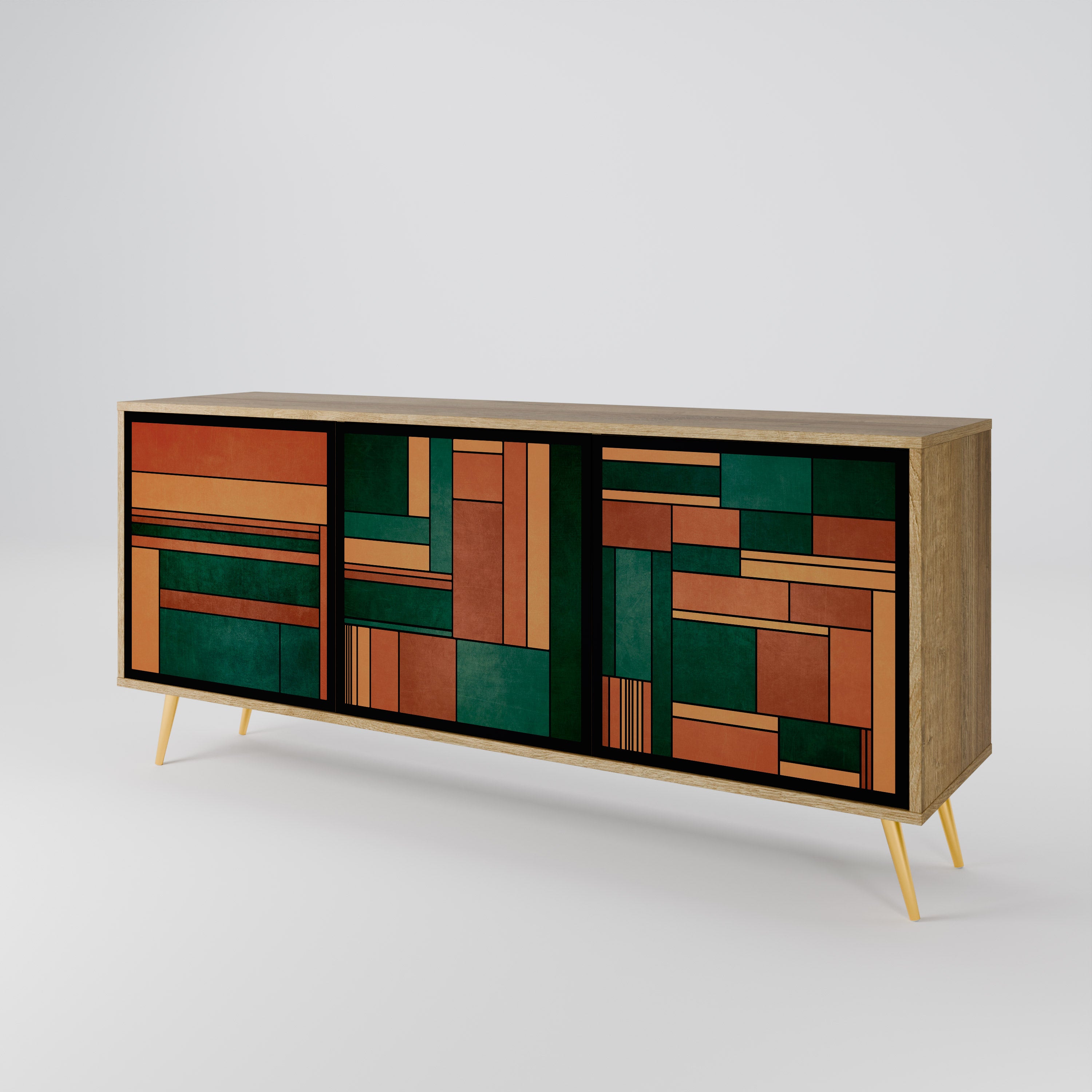 EARTHY FIGURES 3-Door Sideboard in Oak Effect