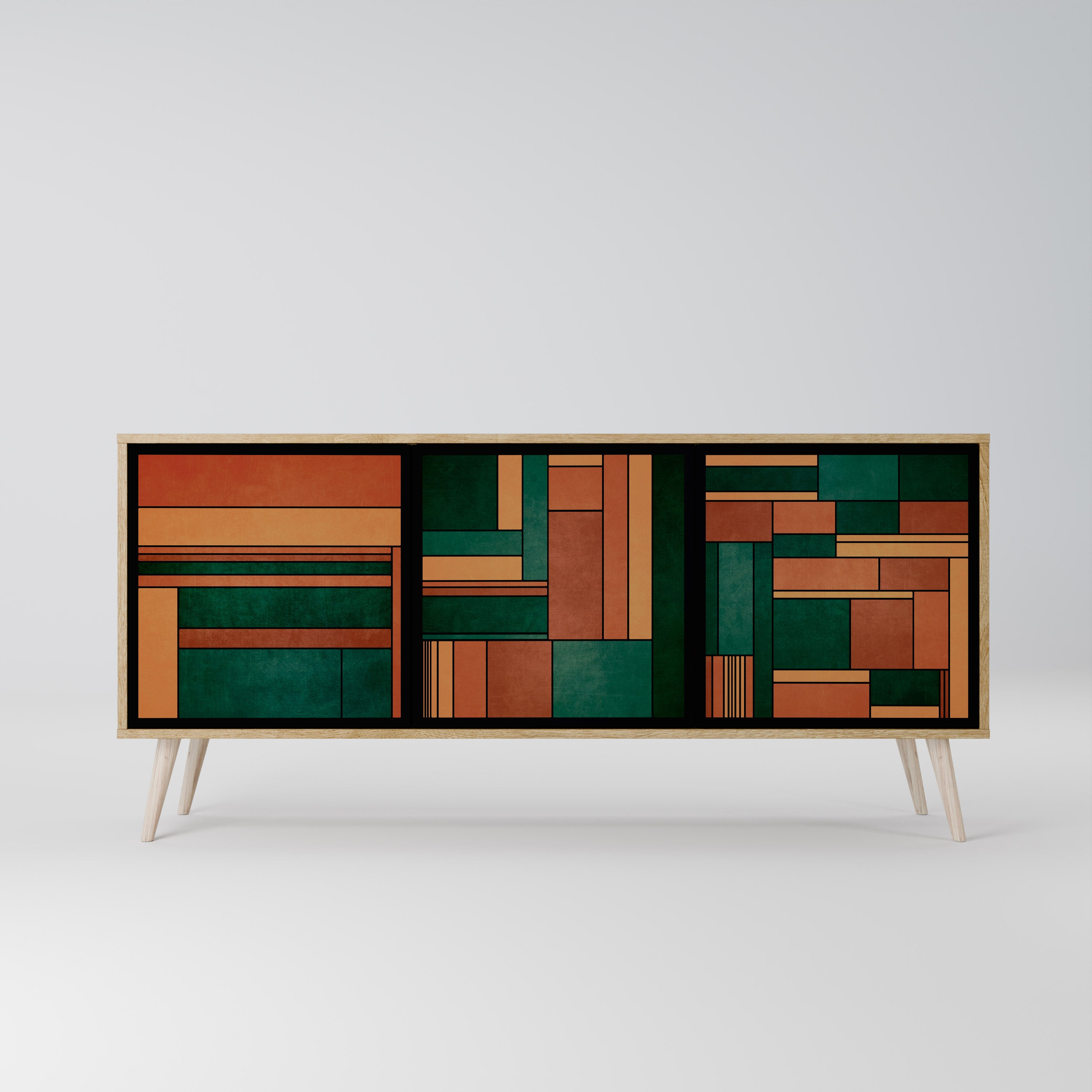 EARTHY FIGURES 3-Door Sideboard in Oak Effect