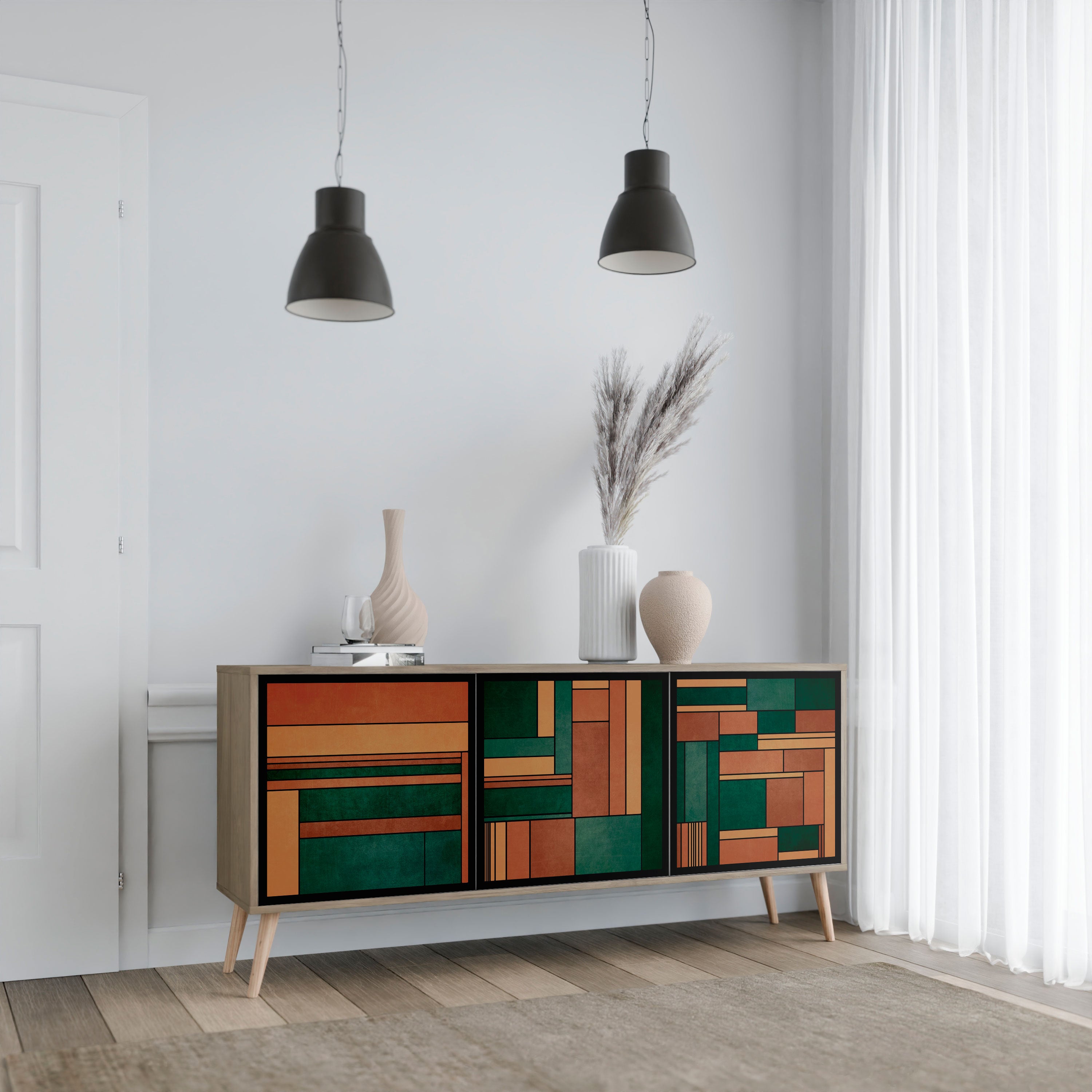 EARTHY FIGURES 3-Door Sideboard in Oak Effect