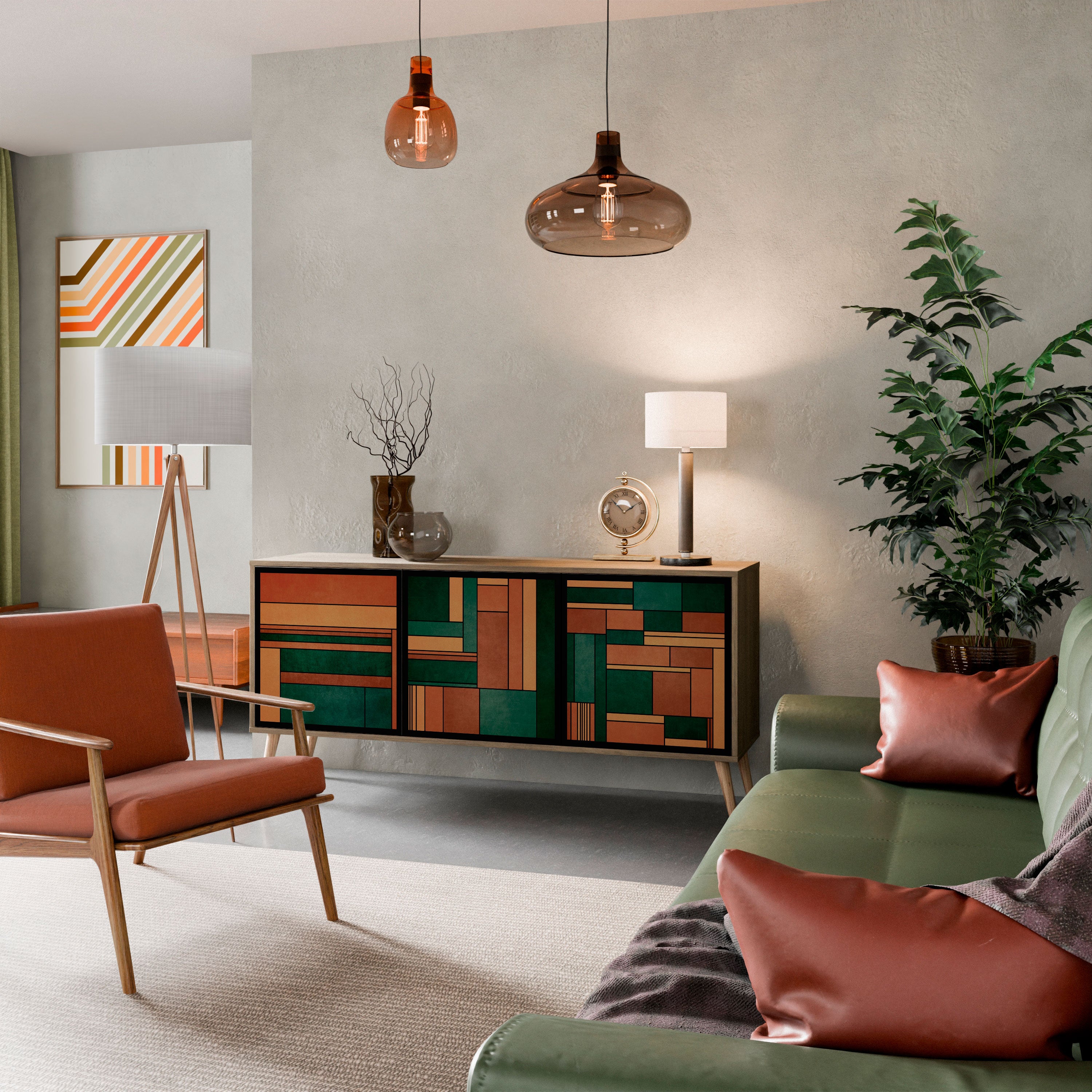 EARTHY FIGURES 3-Door Sideboard in Oak Effect