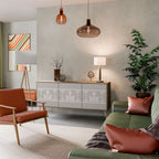 THAI GRAY Aparador de 3 Puertas en Efecto Roble