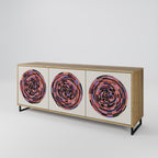 BROWN CIRCLES 3-Door Sideboard in Oak Effect