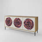 BROWN CIRCLES 3-Door Sideboard in Oak Effect