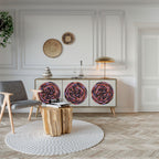 BROWN CIRCLES 3-Door Sideboard in Oak Effect