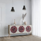 BROWN CIRCLES 3-Door Sideboard in Oak Effect