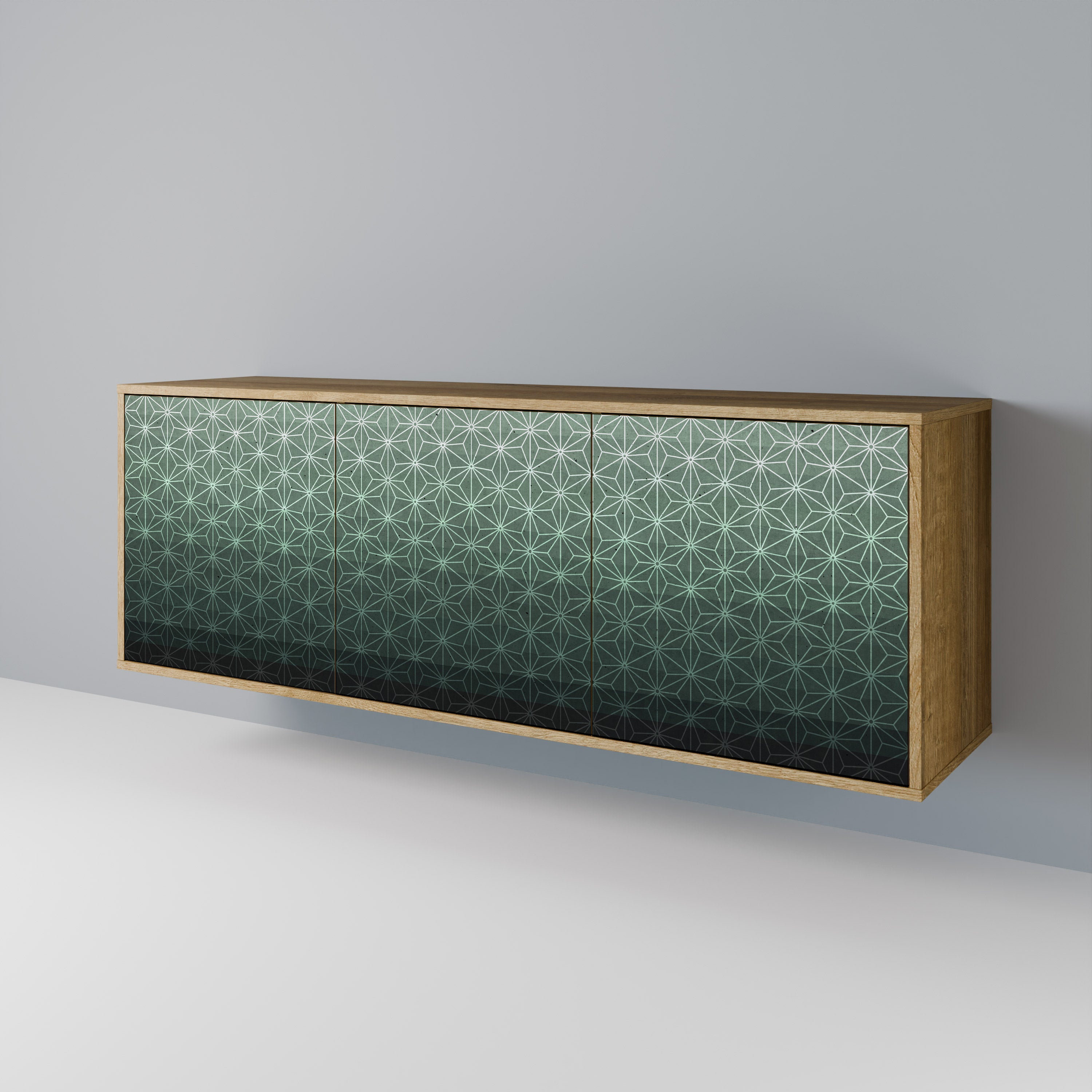 ORNAMENTAL GLIMMER 3-Door Sideboard in Oak Effect