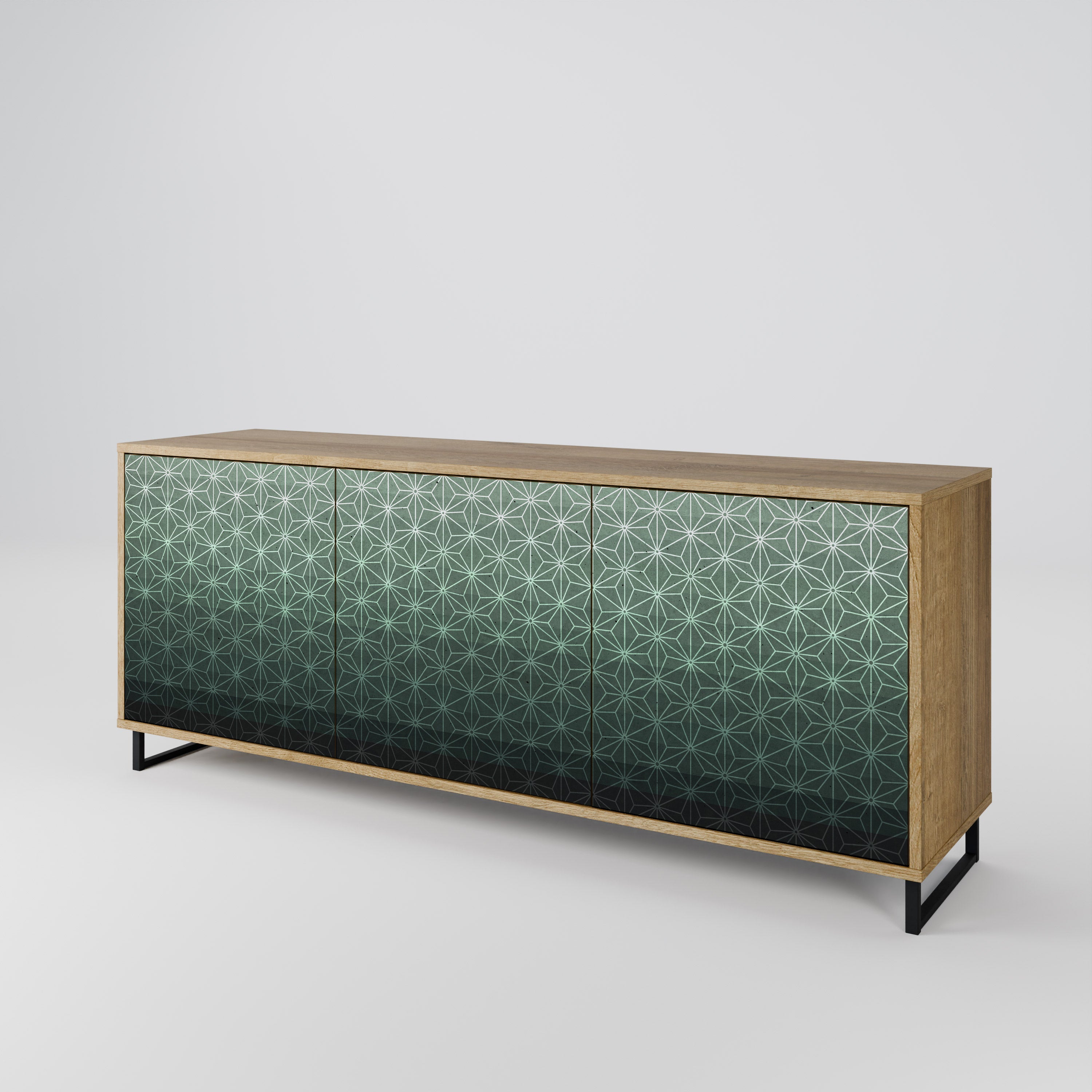 ORNAMENTAL GLIMMER 3-Door Sideboard in Oak Effect