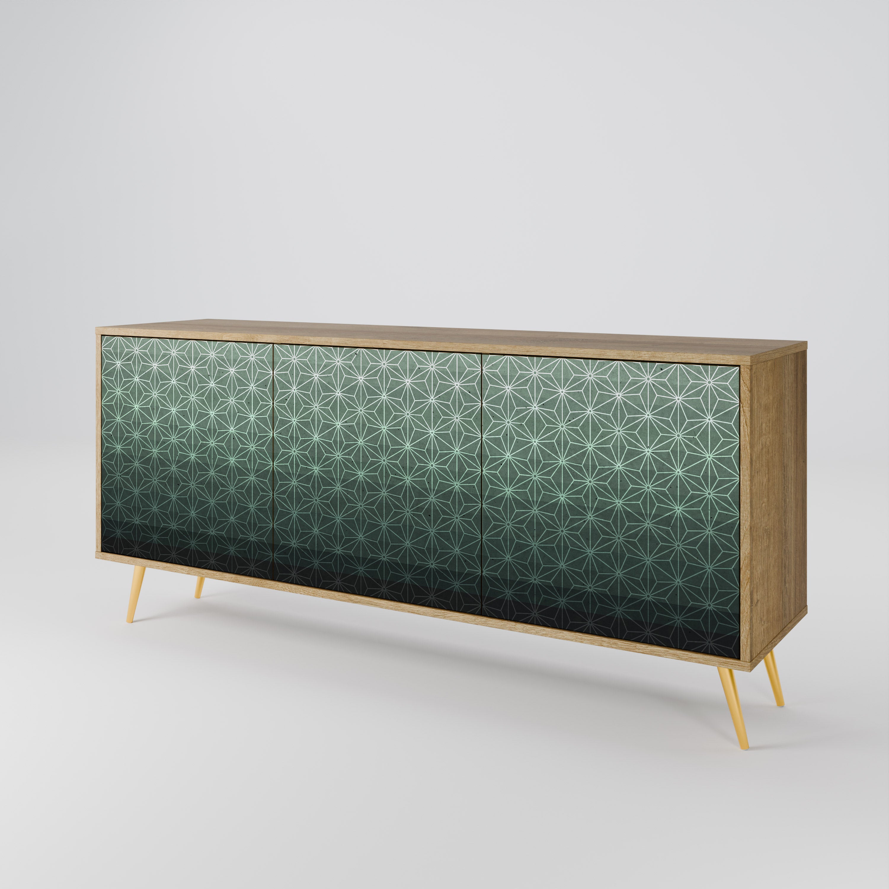 ORNAMENTAL GLIMMER 3-Door Sideboard in Oak Effect