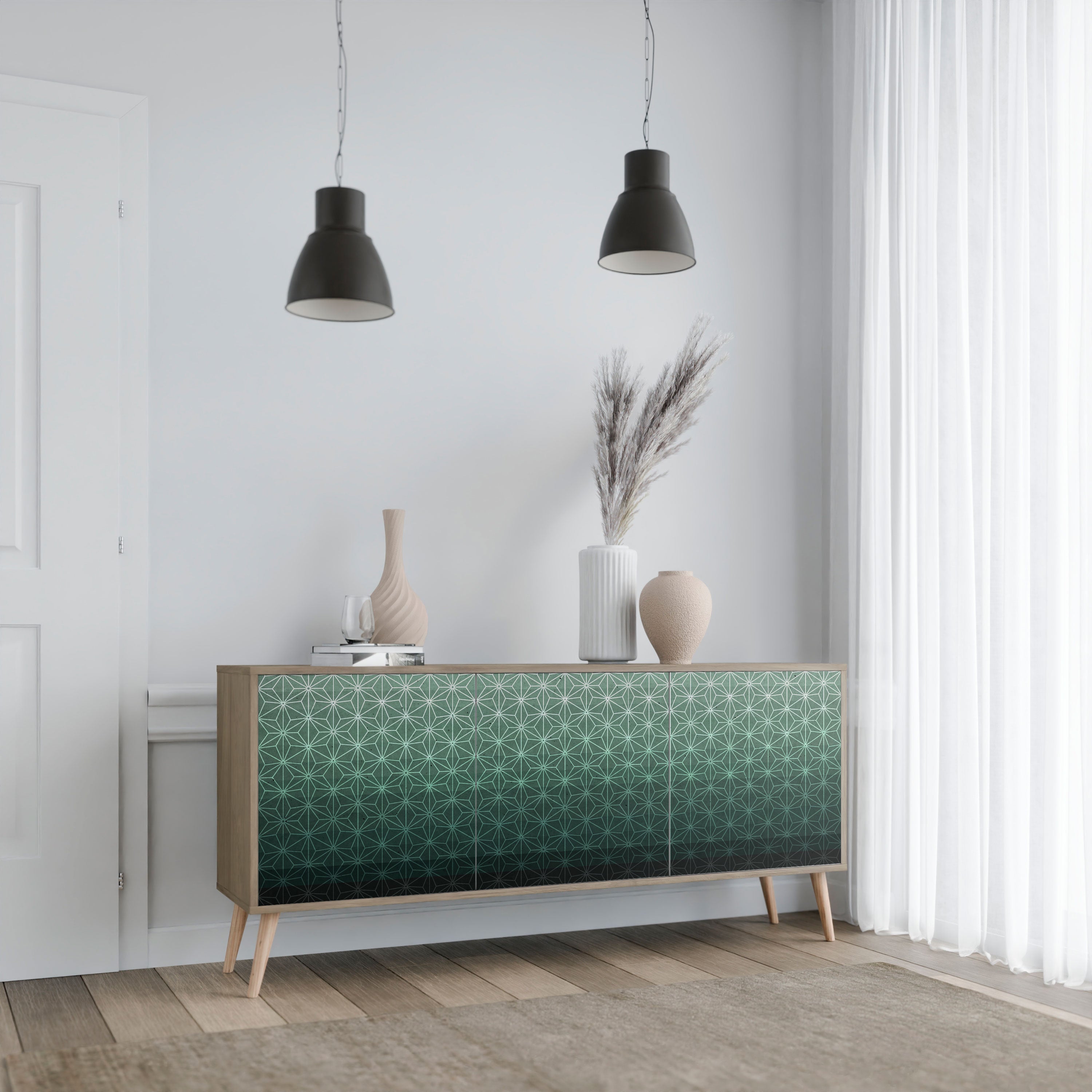ORNAMENTAL GLIMMER 3-Door Sideboard in Oak Effect