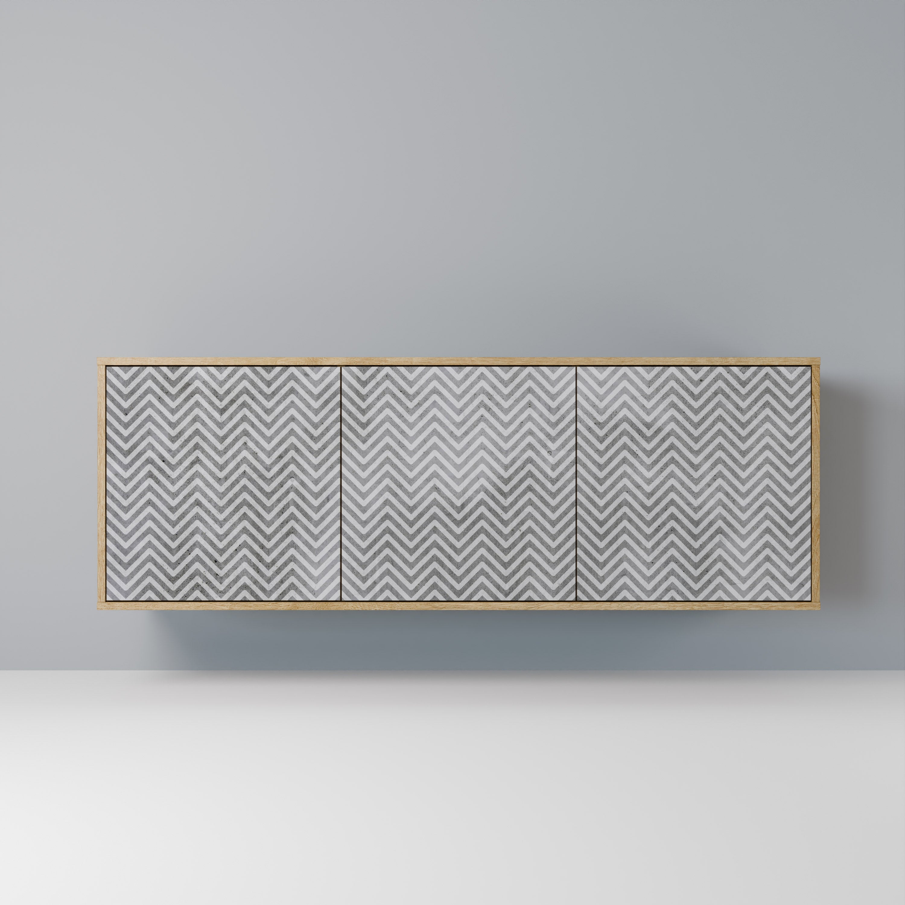 CONCRETE ZIG ZAG 3-Door Sideboard in Oak Effect