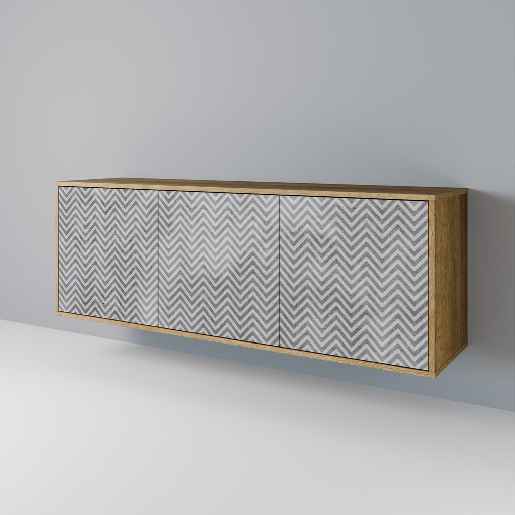 CONCRETE ZIG ZAG 3-Door Sideboard in Oak Effect