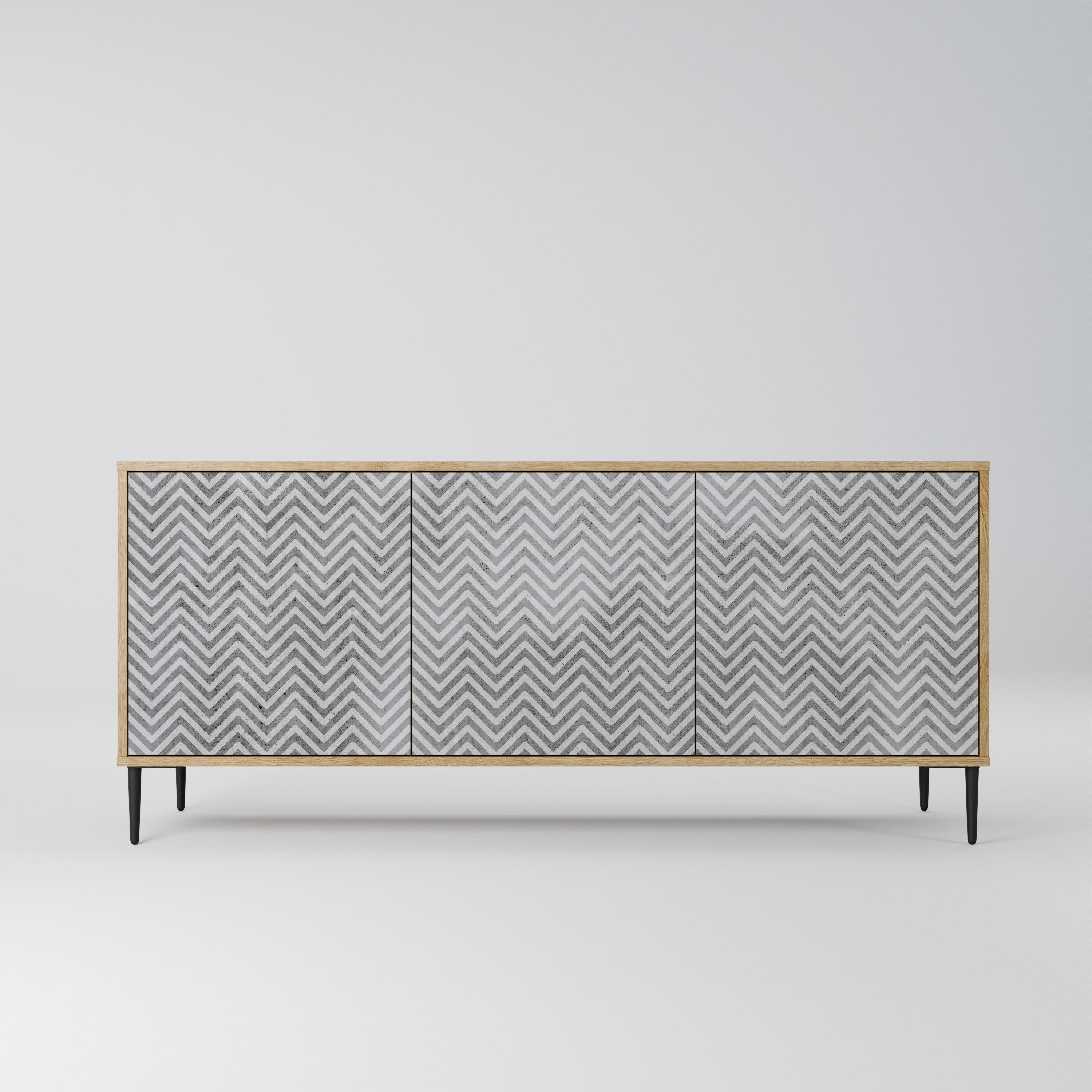 CONCRETE ZIG ZAG 3-Door Sideboard in Oak Effect