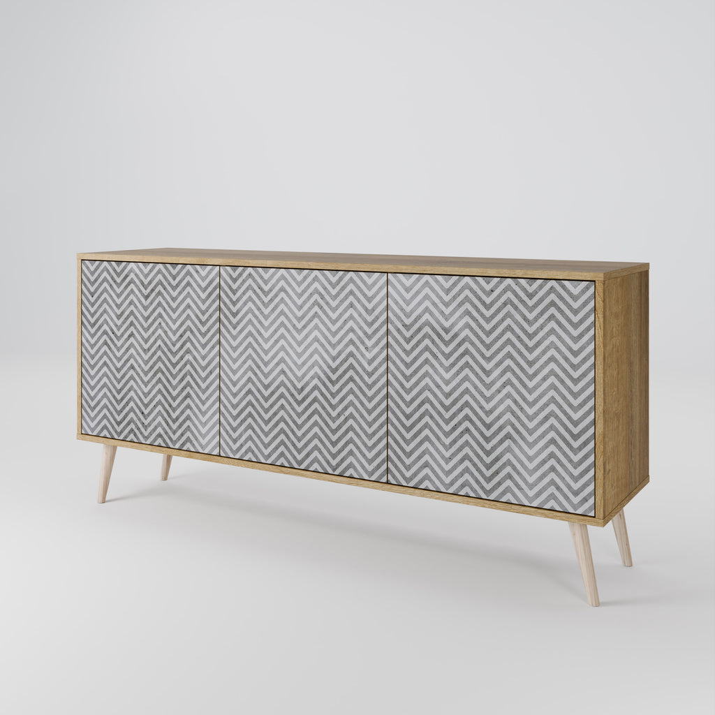 CONCRETE ZIG ZAG 3-Door Sideboard in Oak Effect