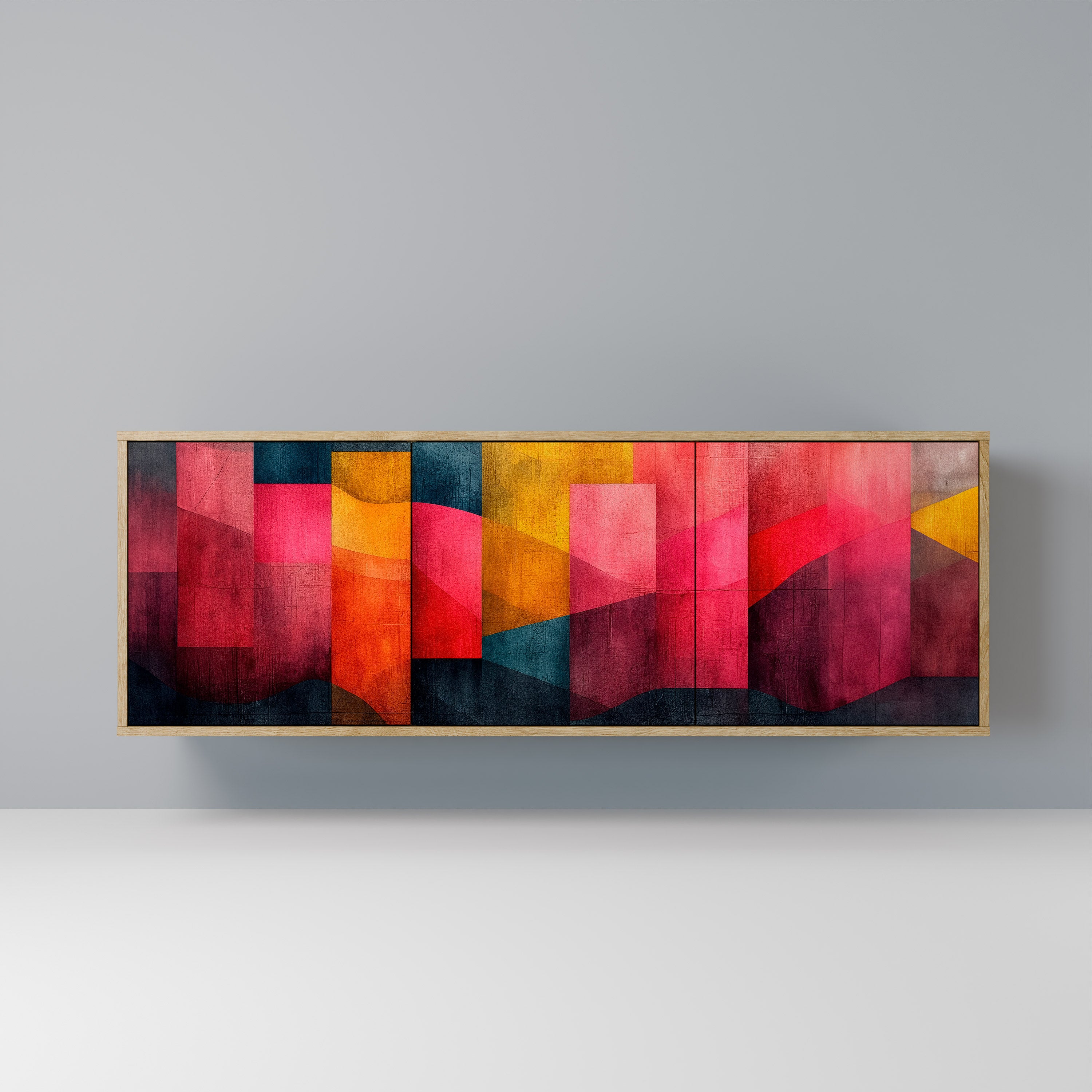 COLORFUL SOUNDS 3-Door Sideboard in Oak Effect