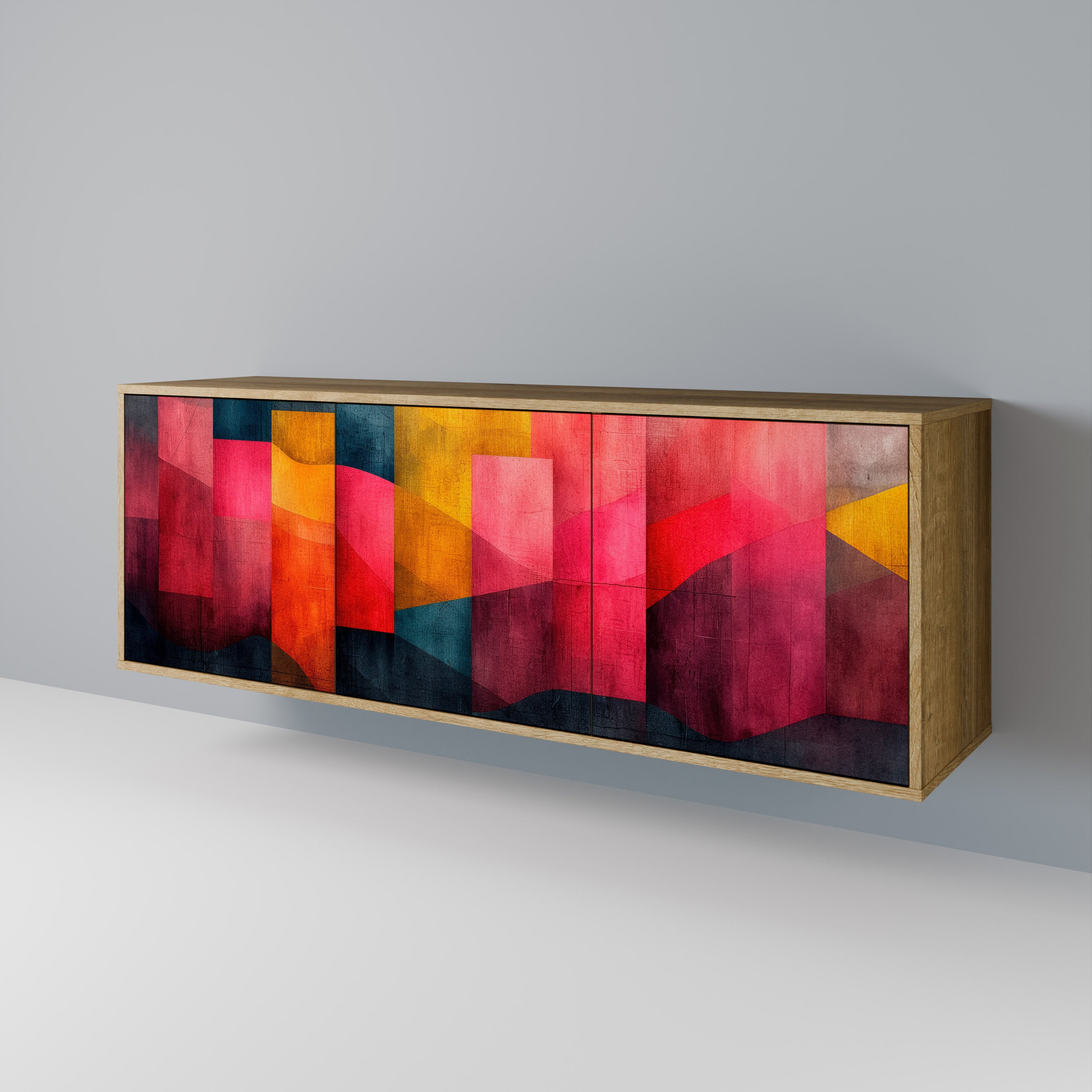 COLORFUL SOUNDS 3-Door Sideboard in Oak Effect