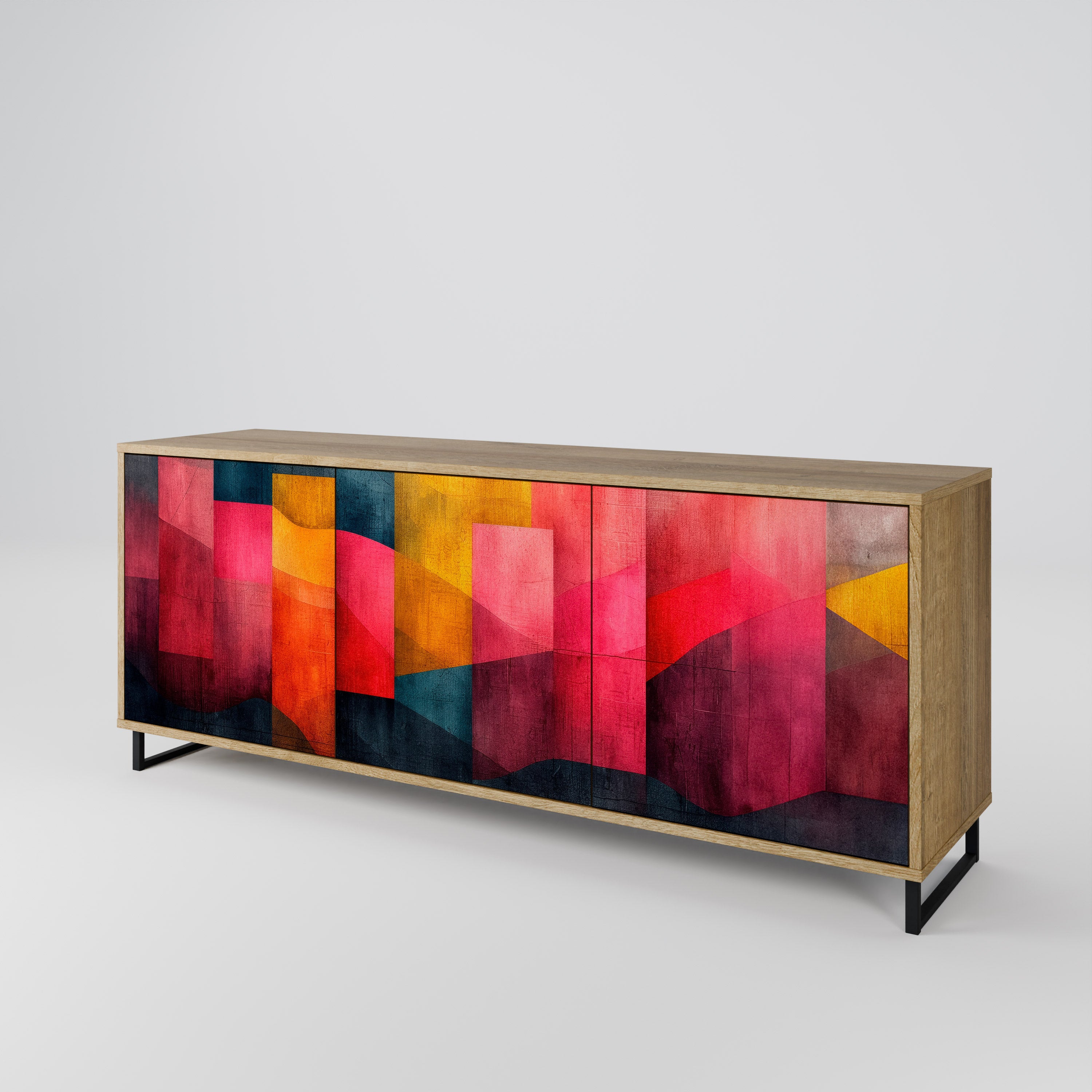 COLORFUL SOUNDS 3-Door Sideboard in Oak Effect