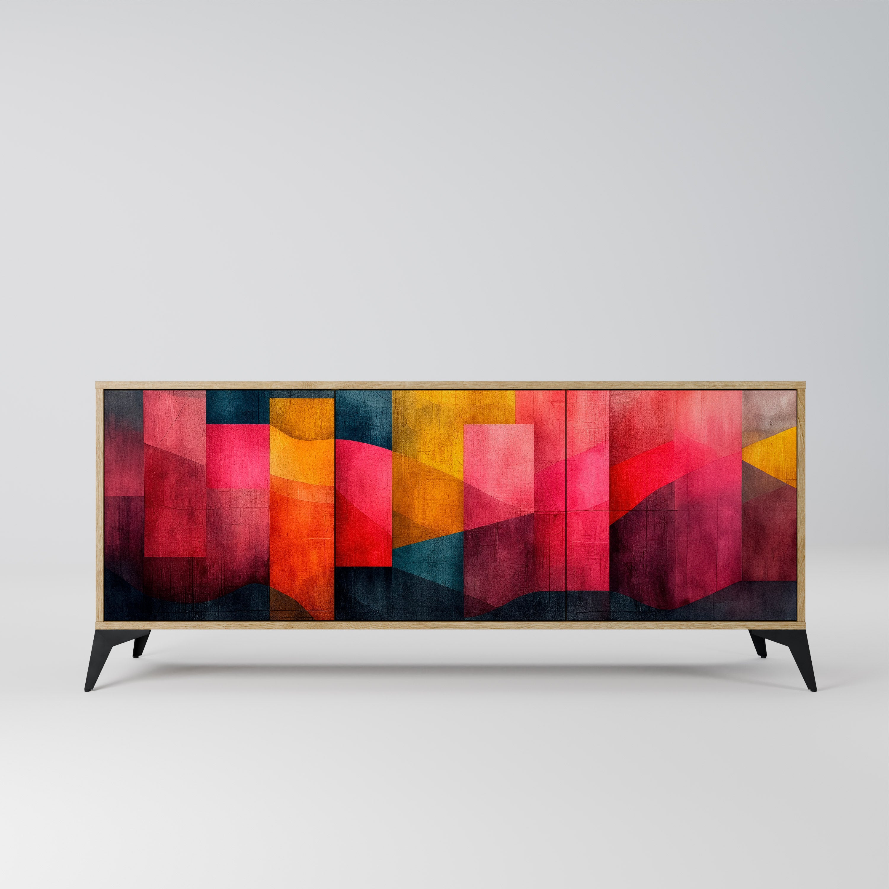 COLORFUL SOUNDS 3-Door Sideboard in Oak Effect