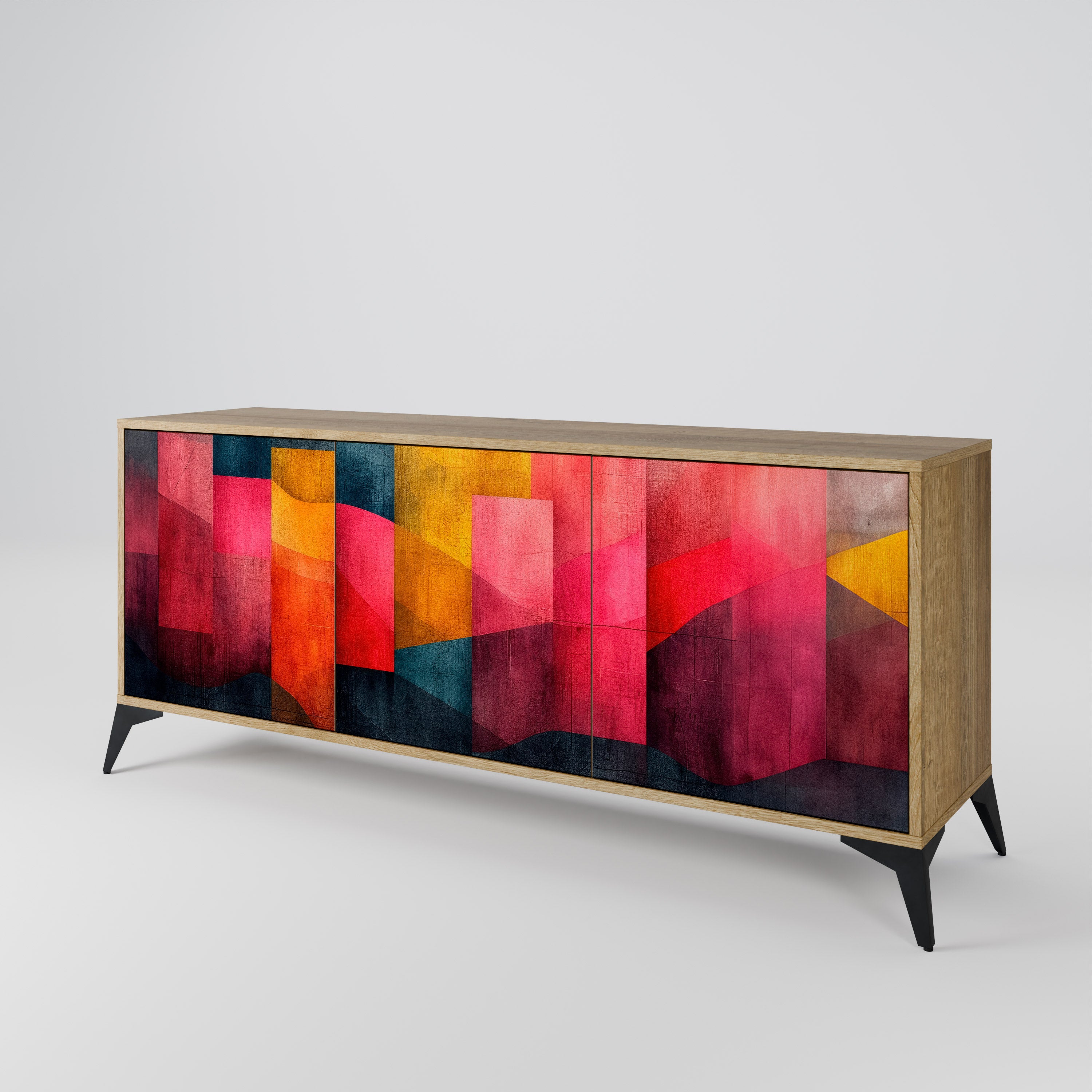 COLORFUL SOUNDS 3-Door Sideboard in Oak Effect