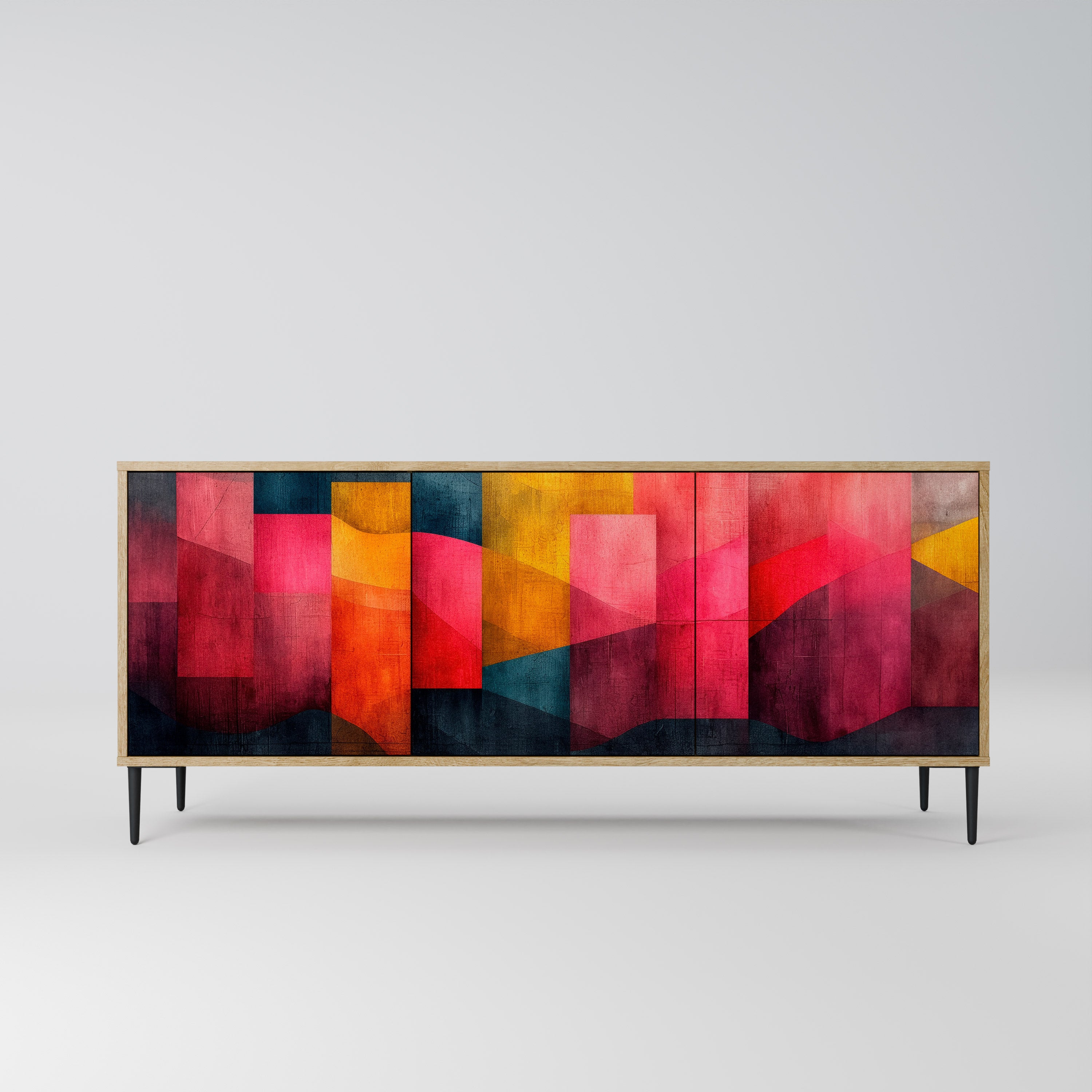 COLORFUL SOUNDS 3-Door Sideboard in Oak Effect
