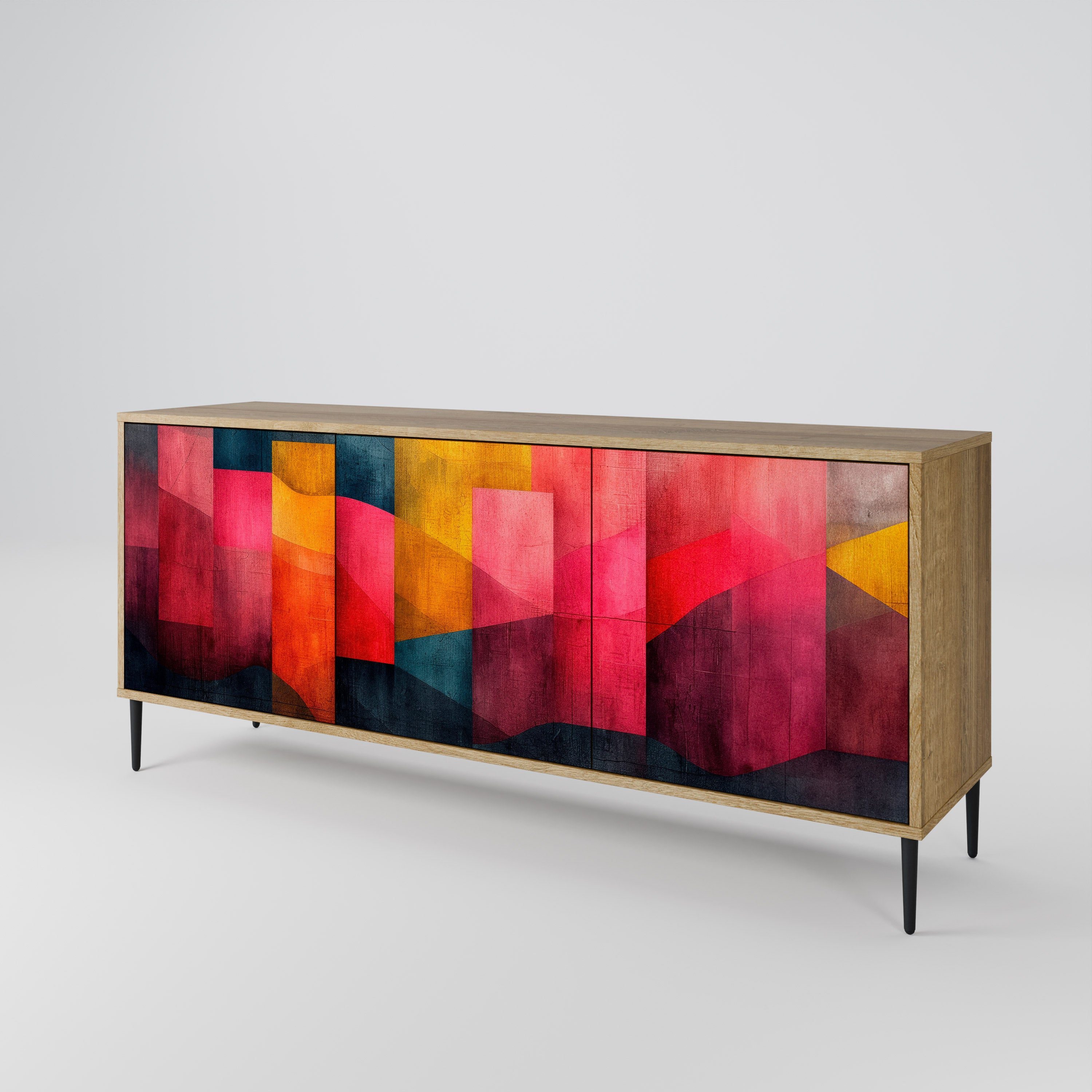 COLORFUL SOUNDS 3-Door Sideboard in Oak Effect