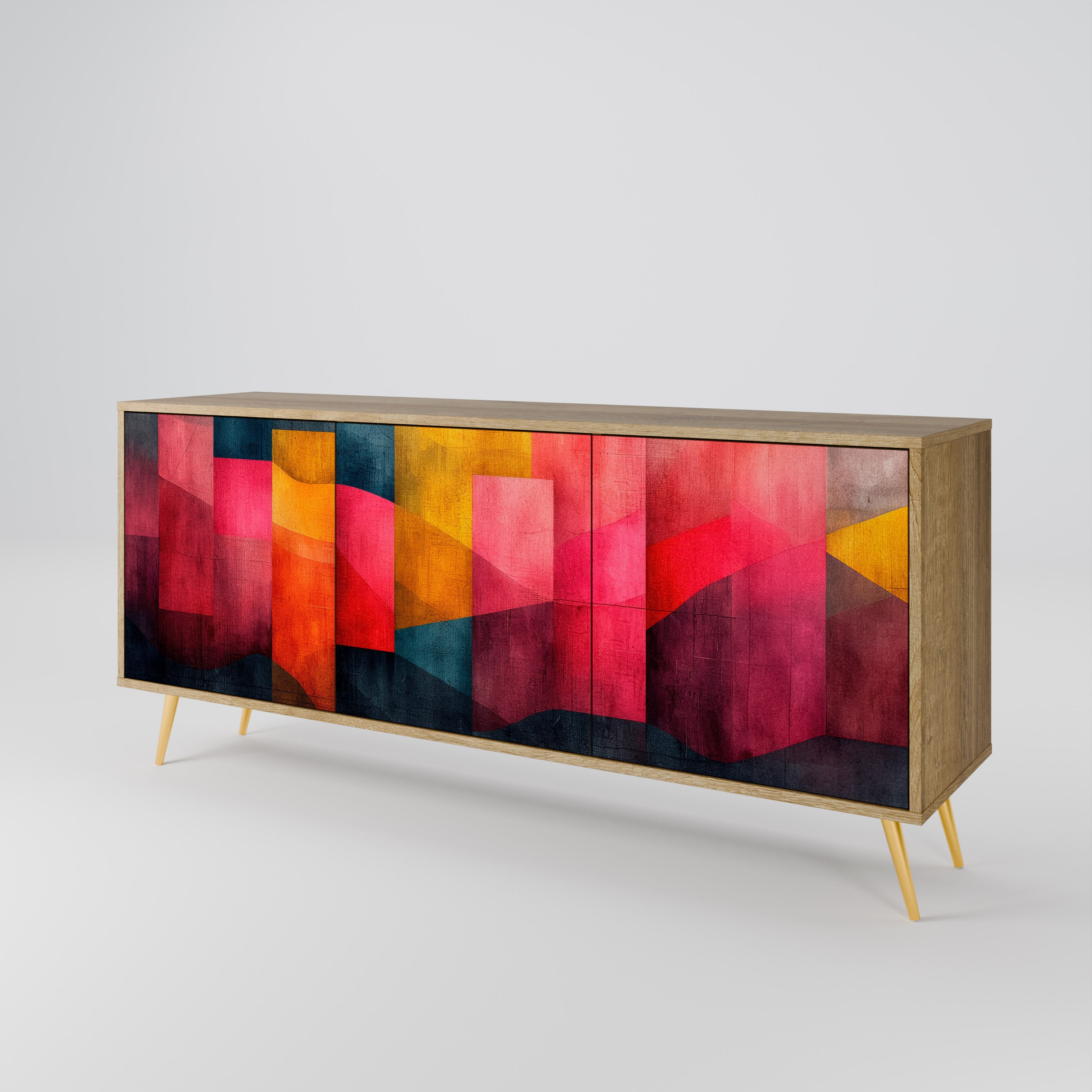 COLORFUL SOUNDS 3-Door Sideboard in Oak Effect