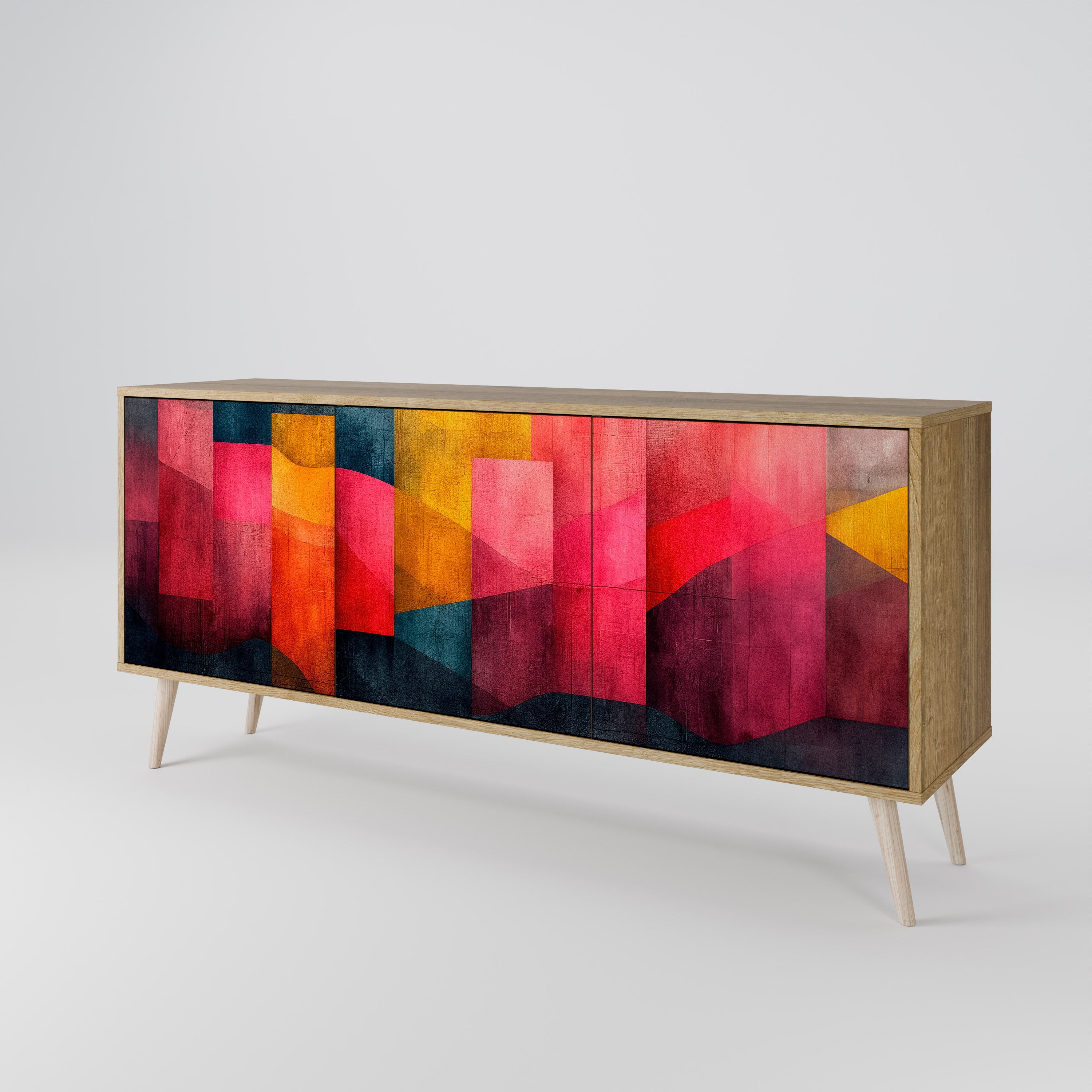 COLORFUL SOUNDS 3-Door Sideboard in Oak Effect