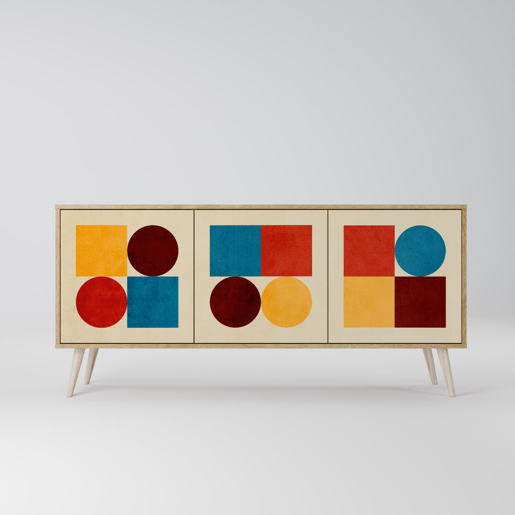GEOMETRIC PUZZLE 3-Door Sideboard in Oak Effect
