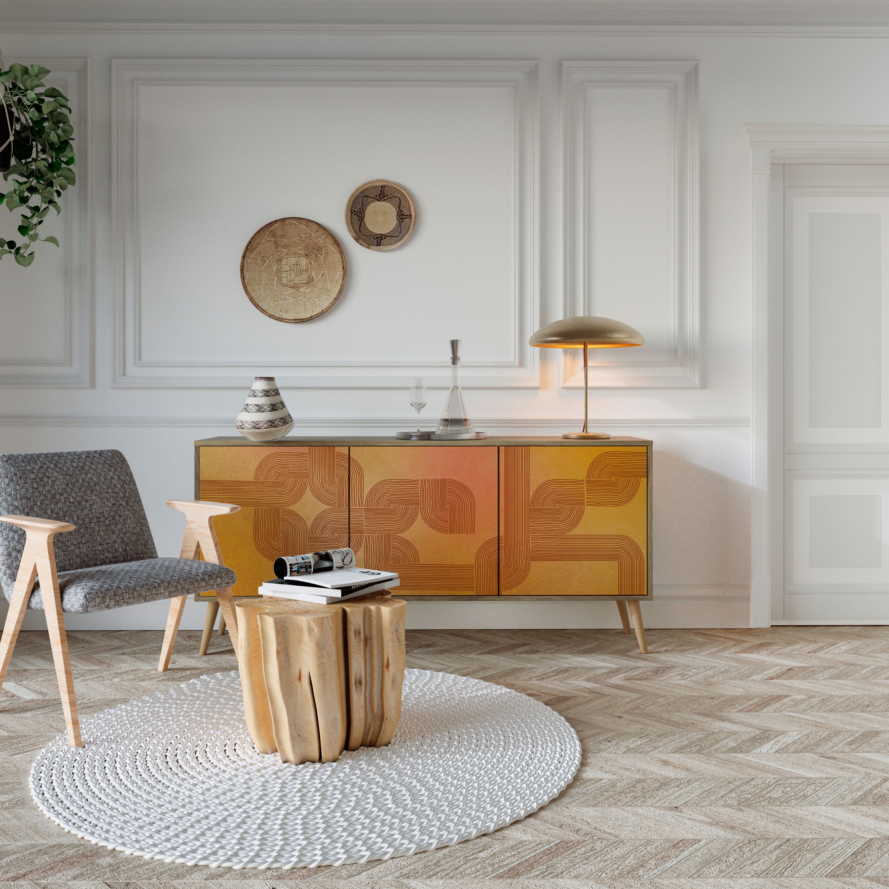 STRENGTHENING RELATION 3-Door Sideboard in Oak Effect
