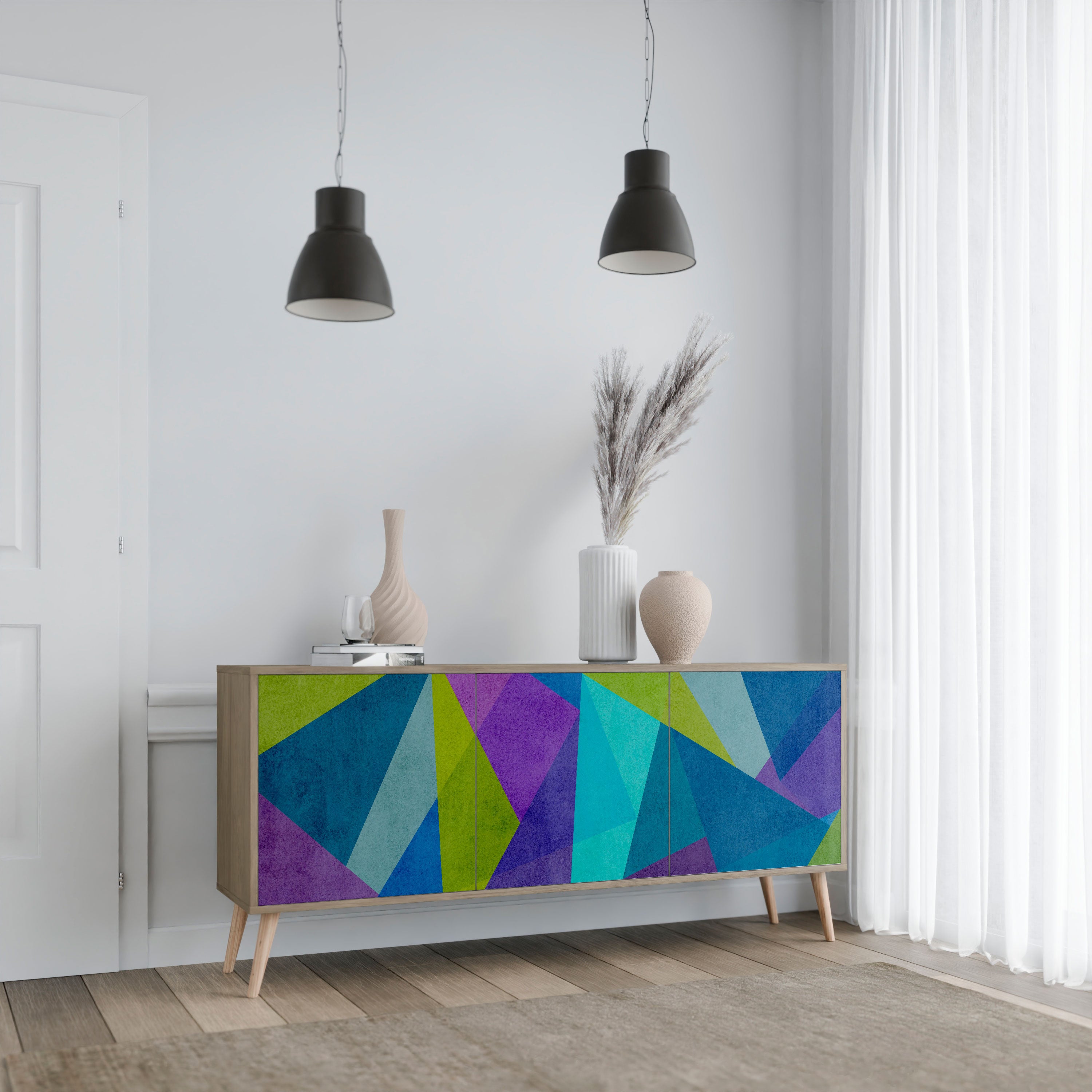 COLD SHOWCASE 3-Door Sideboard in Oak Effect