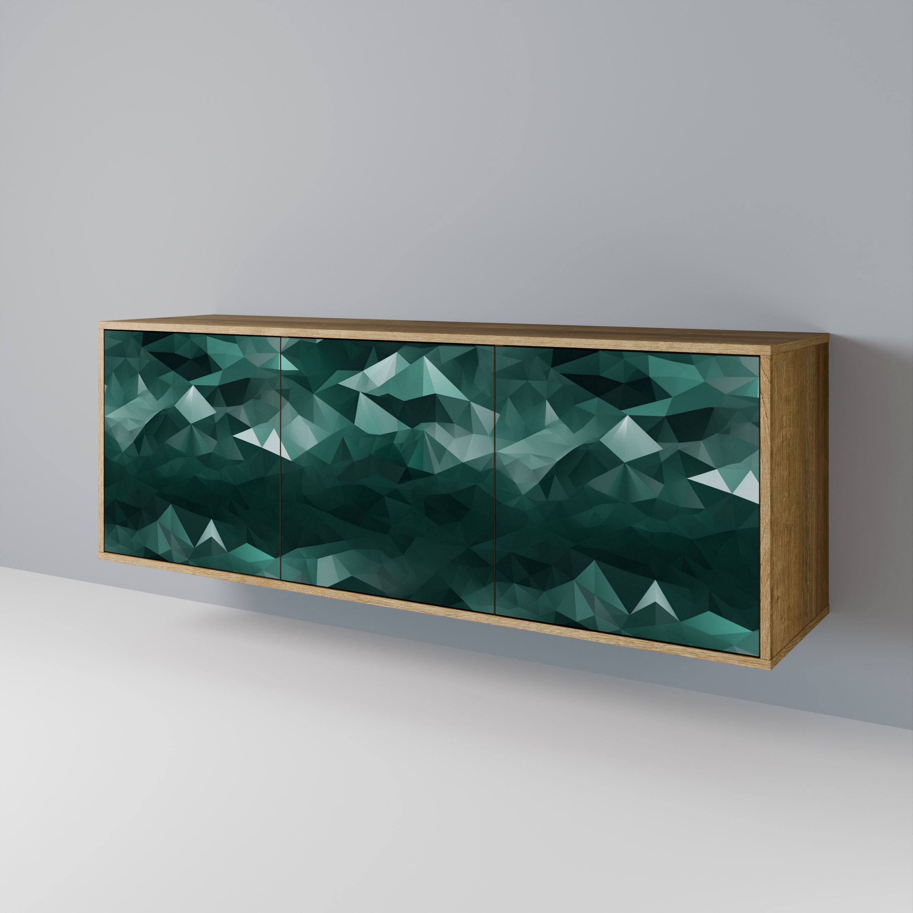 POLYGONAL FLOATING 3-Door Sideboard in Oak Effect