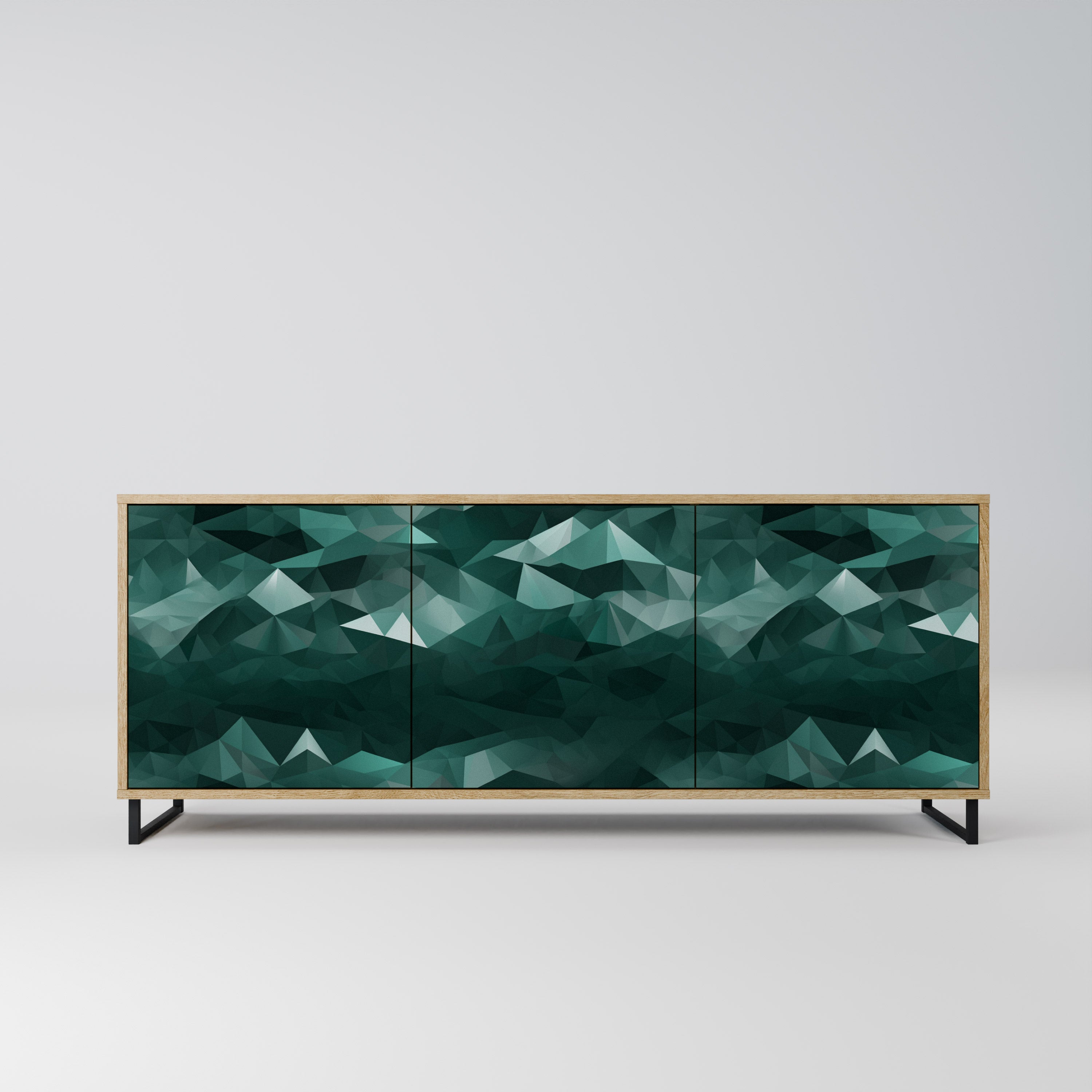 POLYGONAL FLOATING 3-Door Sideboard in Oak Effect