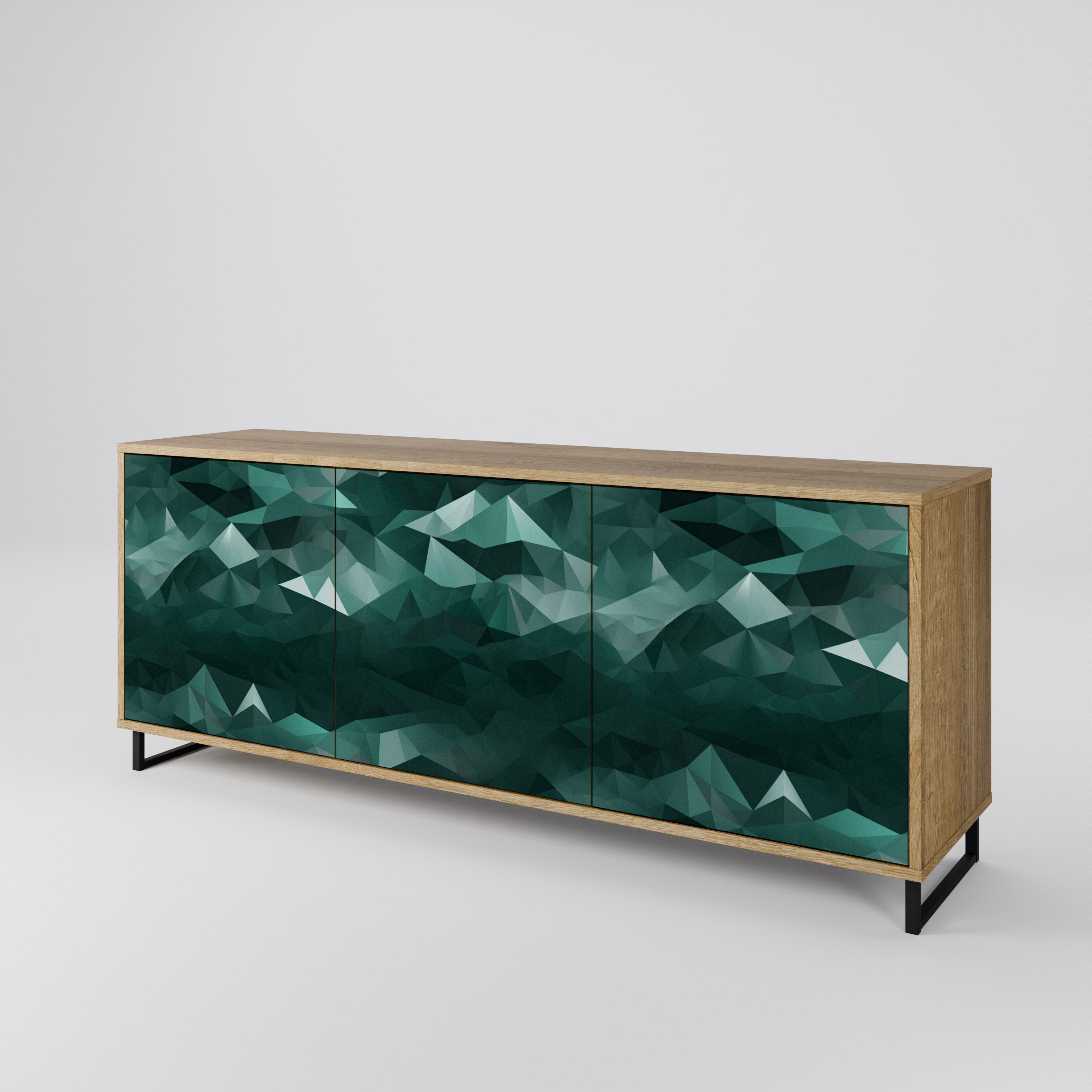 POLYGONAL FLOATING 3-Door Sideboard in Oak Effect
