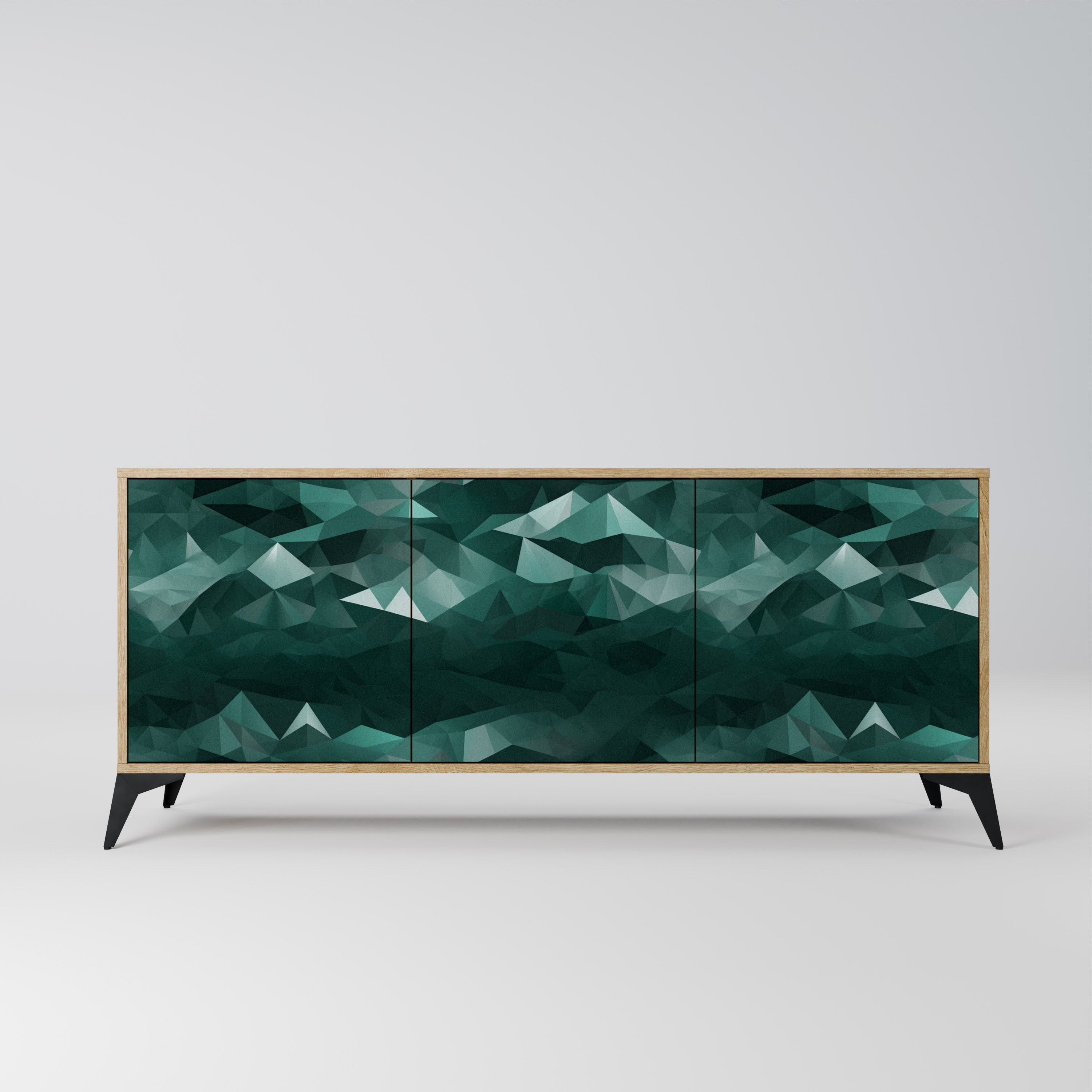 POLYGONAL FLOATING 3-Door Sideboard in Oak Effect