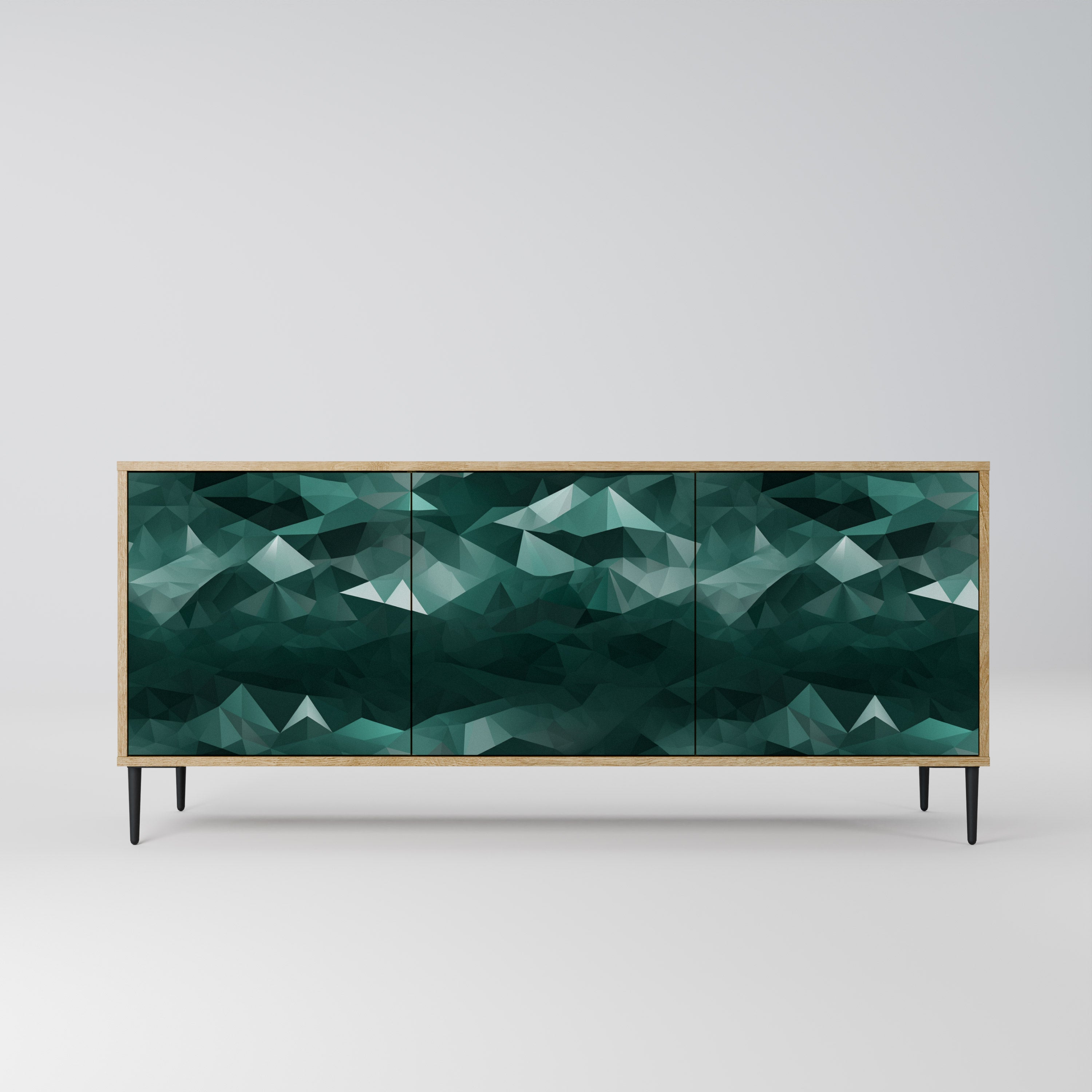 POLYGONAL FLOATING 3-Door Sideboard in Oak Effect