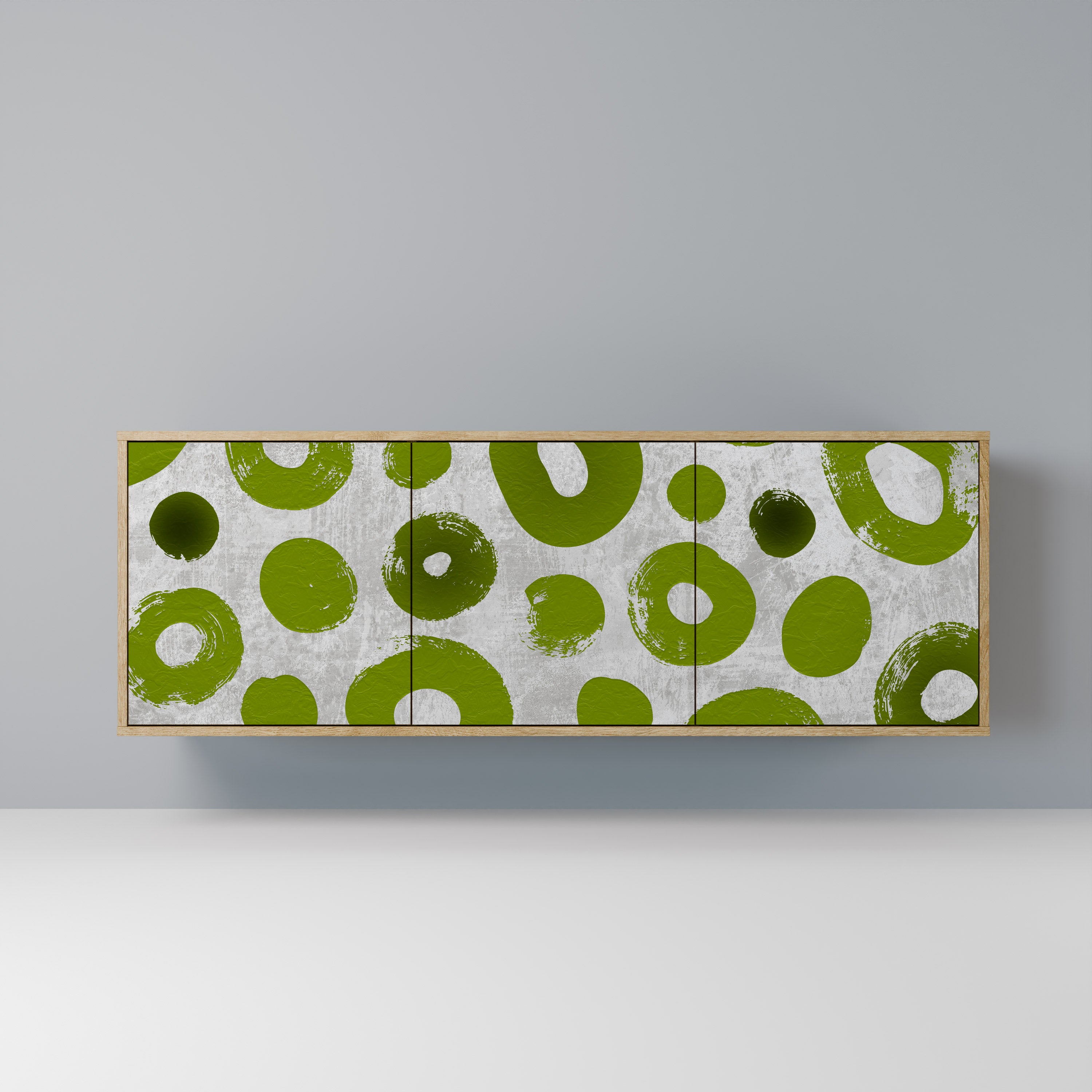 GREEN RHAPSODY 3-Door Sideboard in Oak Effect