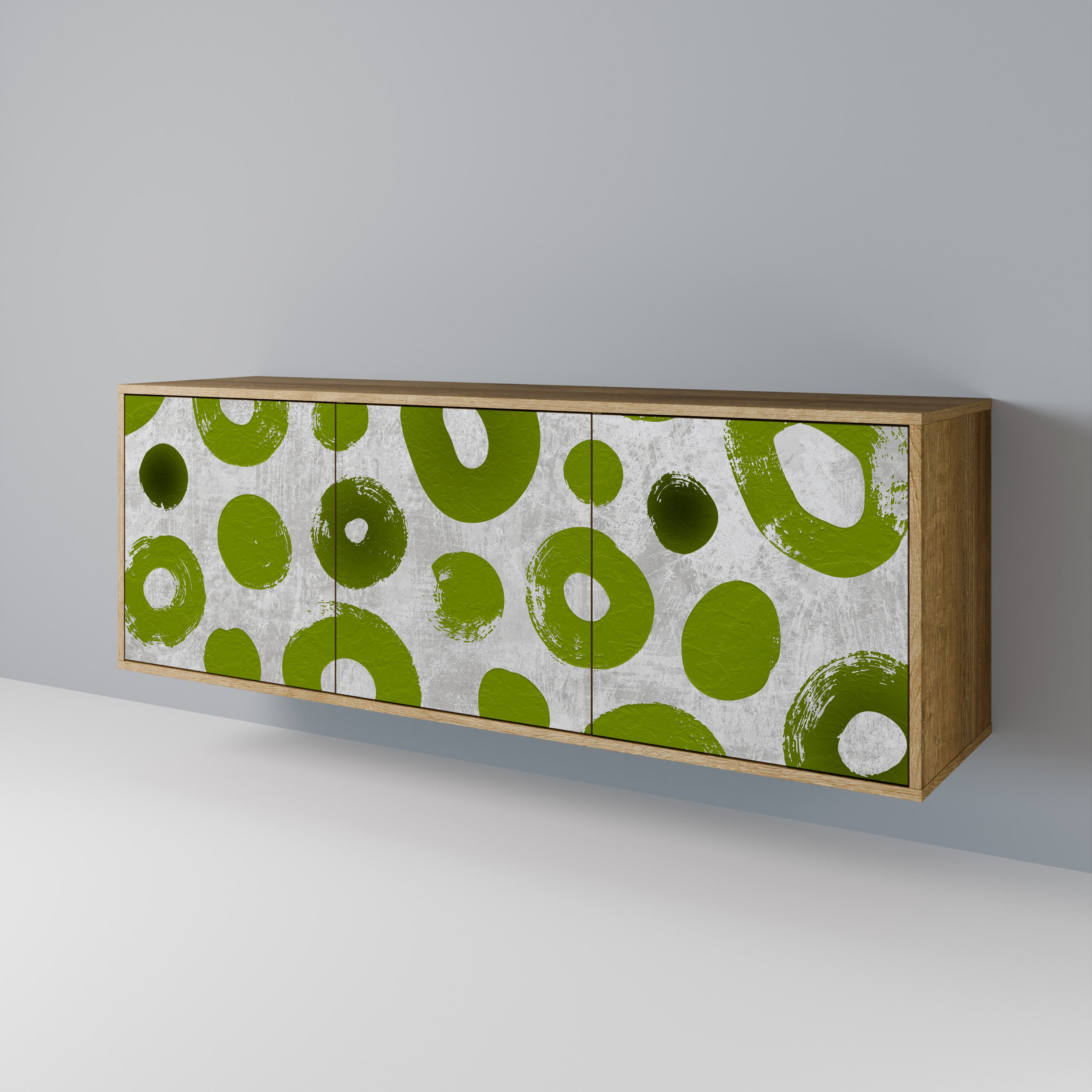 GREEN RHAPSODY 3-Door Sideboard in Oak Effect
