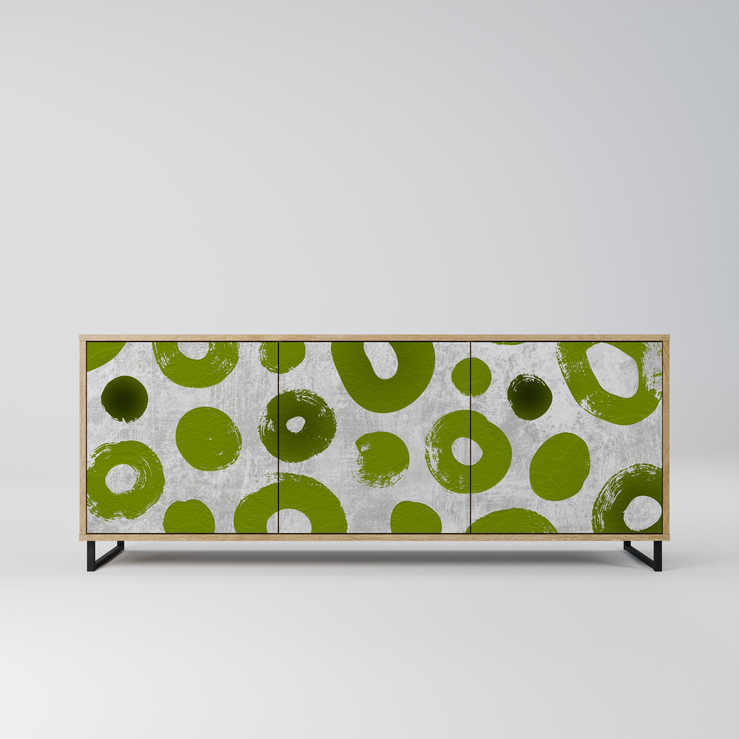 GREEN RHAPSODY 3-Door Sideboard in Oak Effect