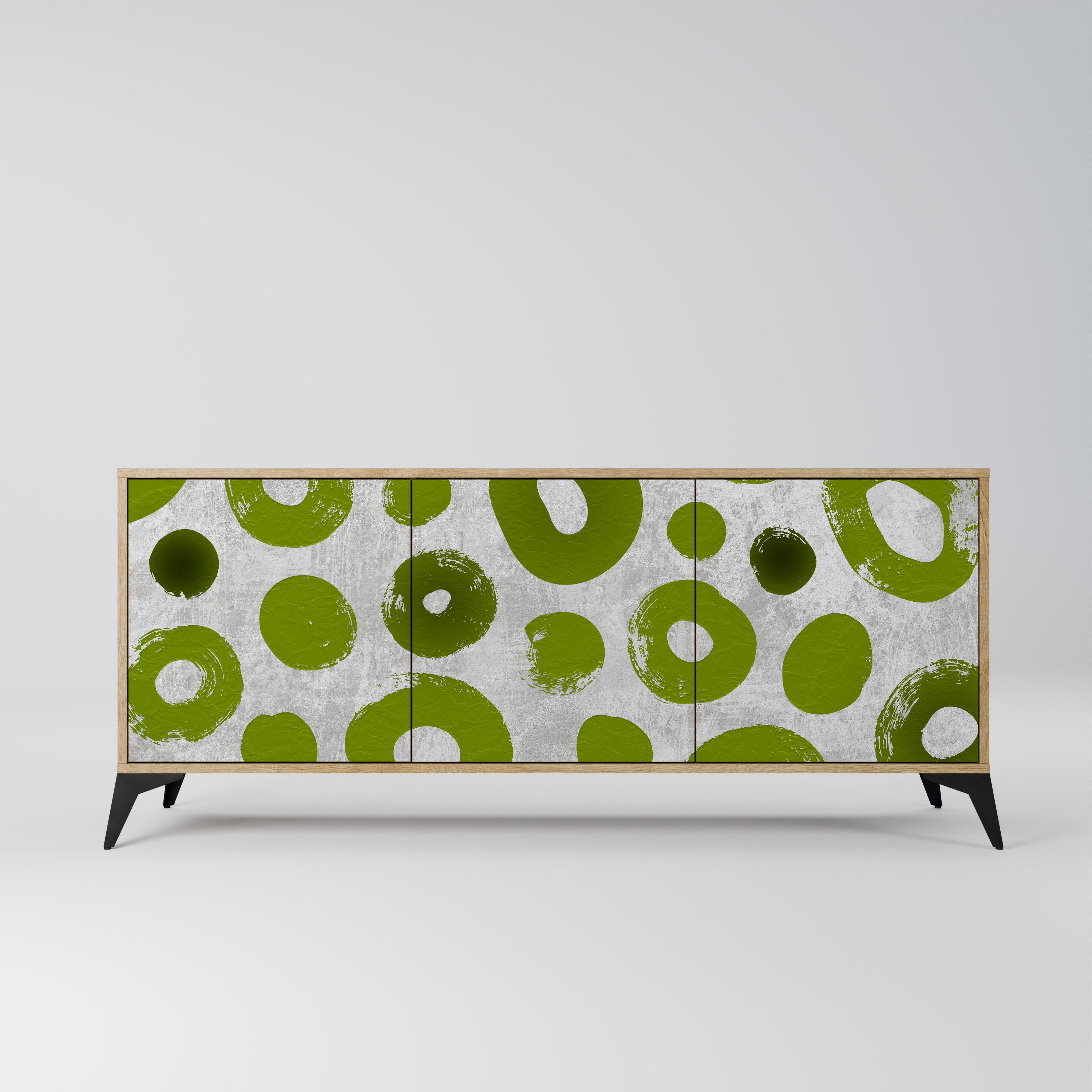 GREEN RHAPSODY 3-Door Sideboard in Oak Effect
