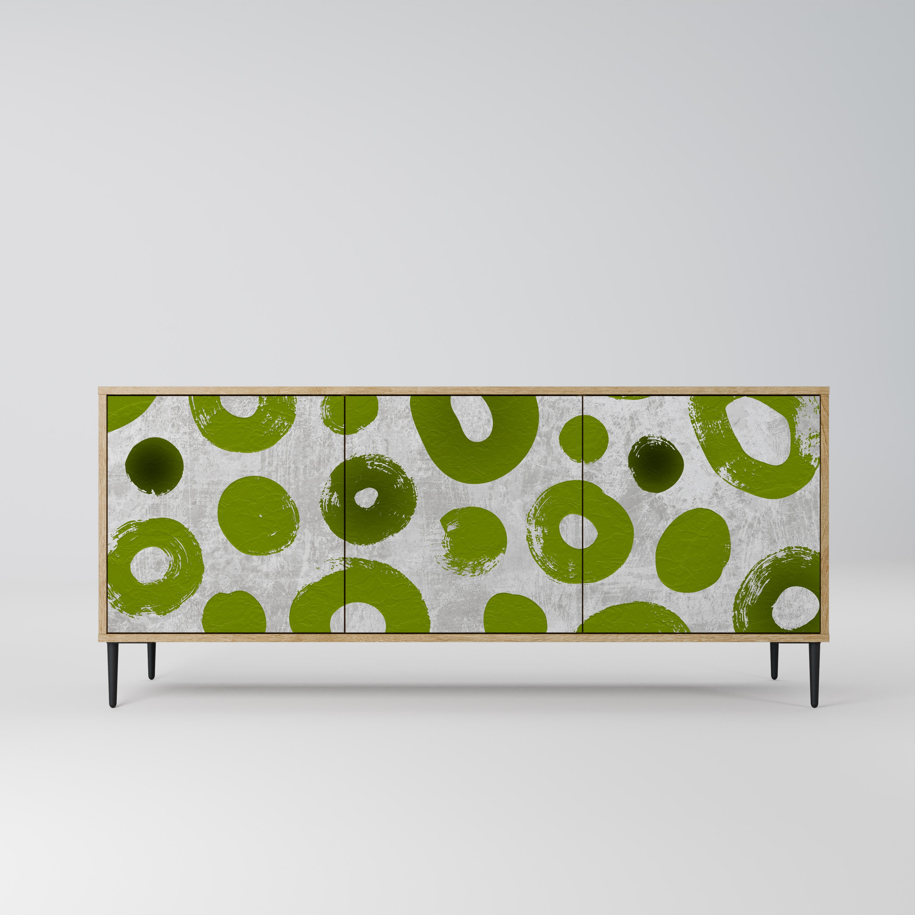 GREEN RHAPSODY 3-Door Sideboard in Oak Effect