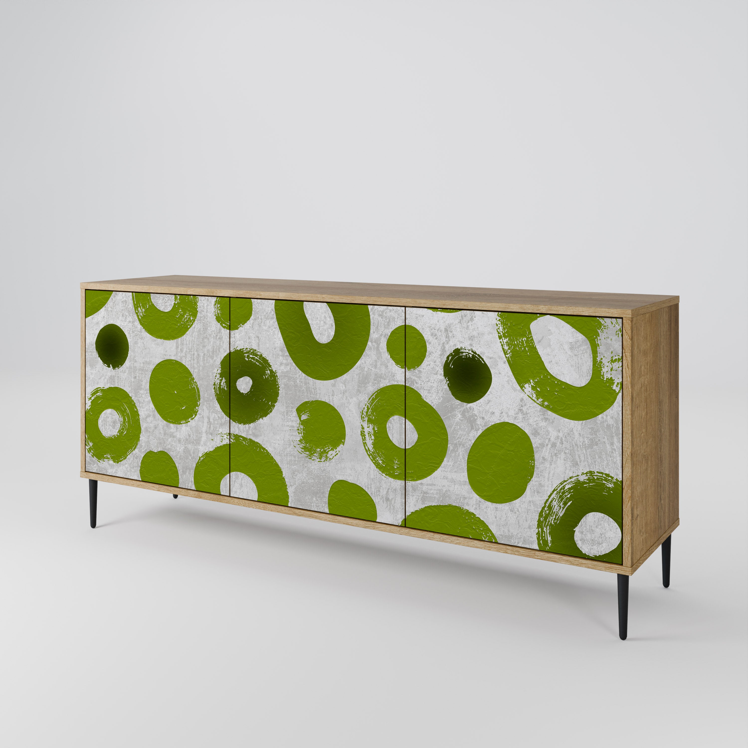 GREEN RHAPSODY 3-Door Sideboard in Oak Effect