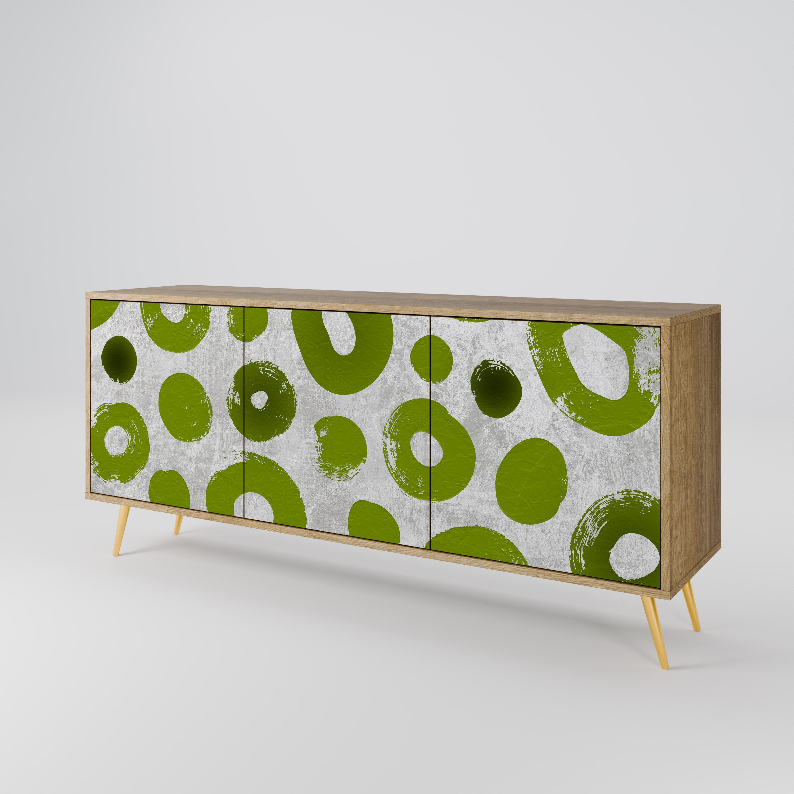 GREEN RHAPSODY 3-Door Sideboard in Oak Effect