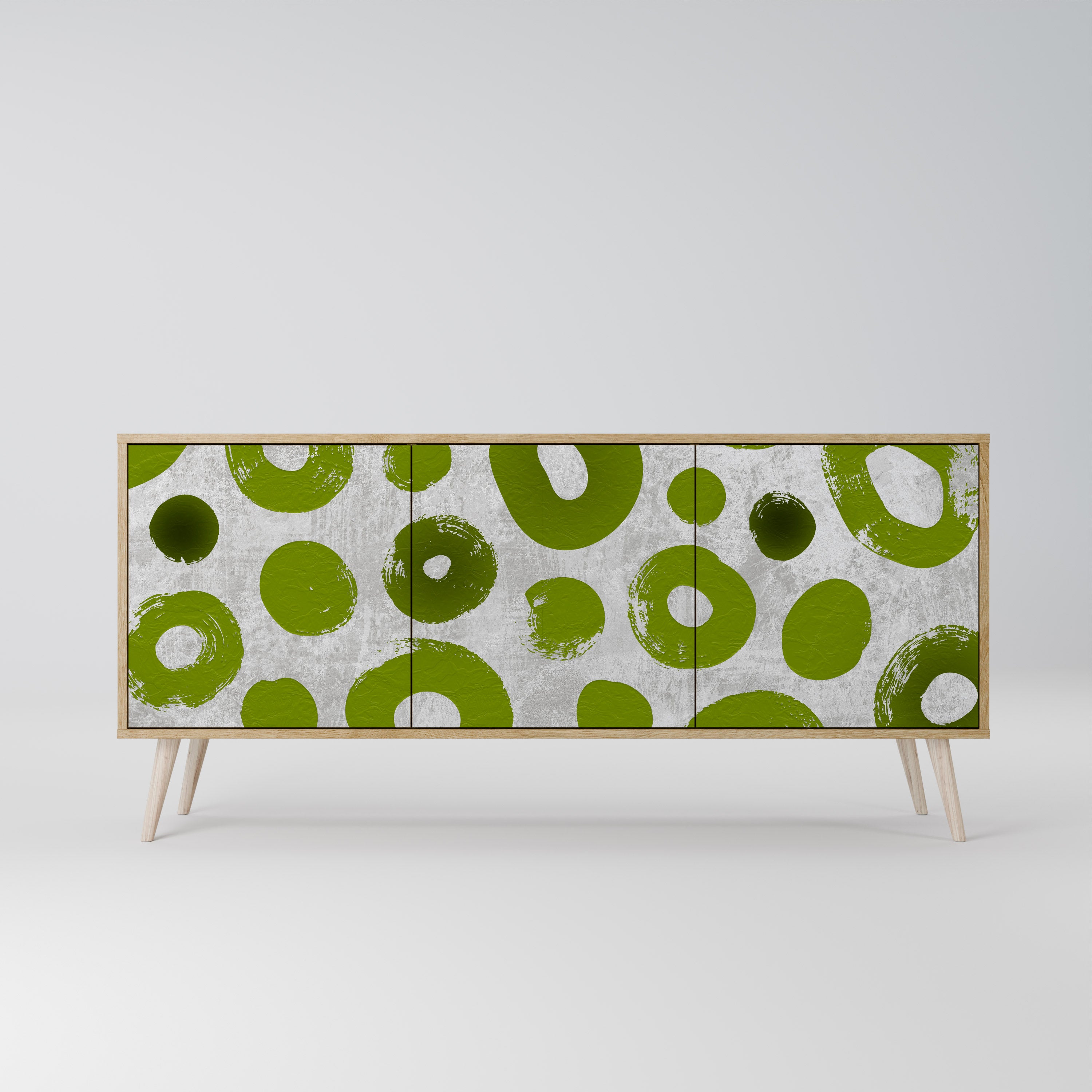 GREEN RHAPSODY 3-Door Sideboard in Oak Effect