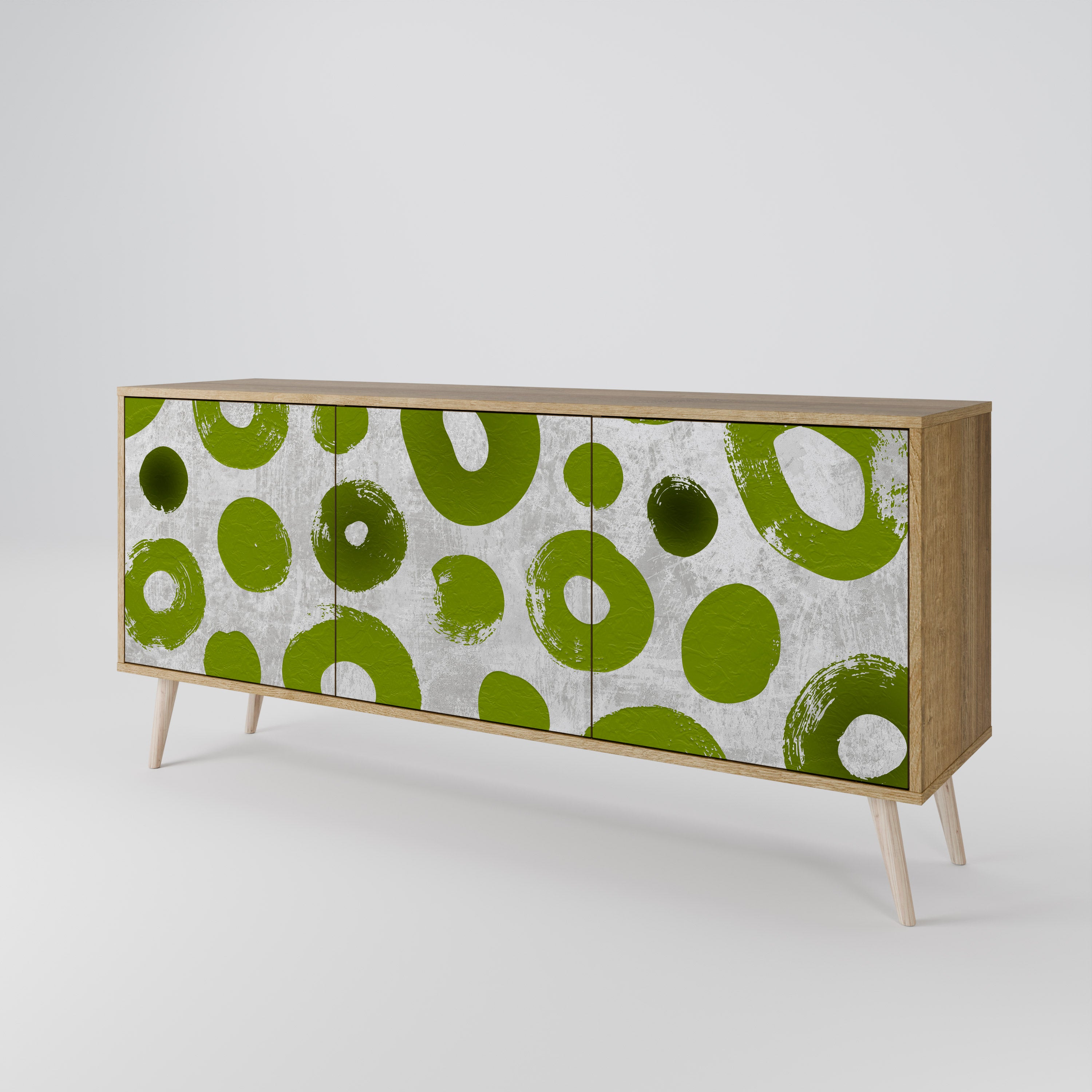 GREEN RHAPSODY 3-Door Sideboard in Oak Effect