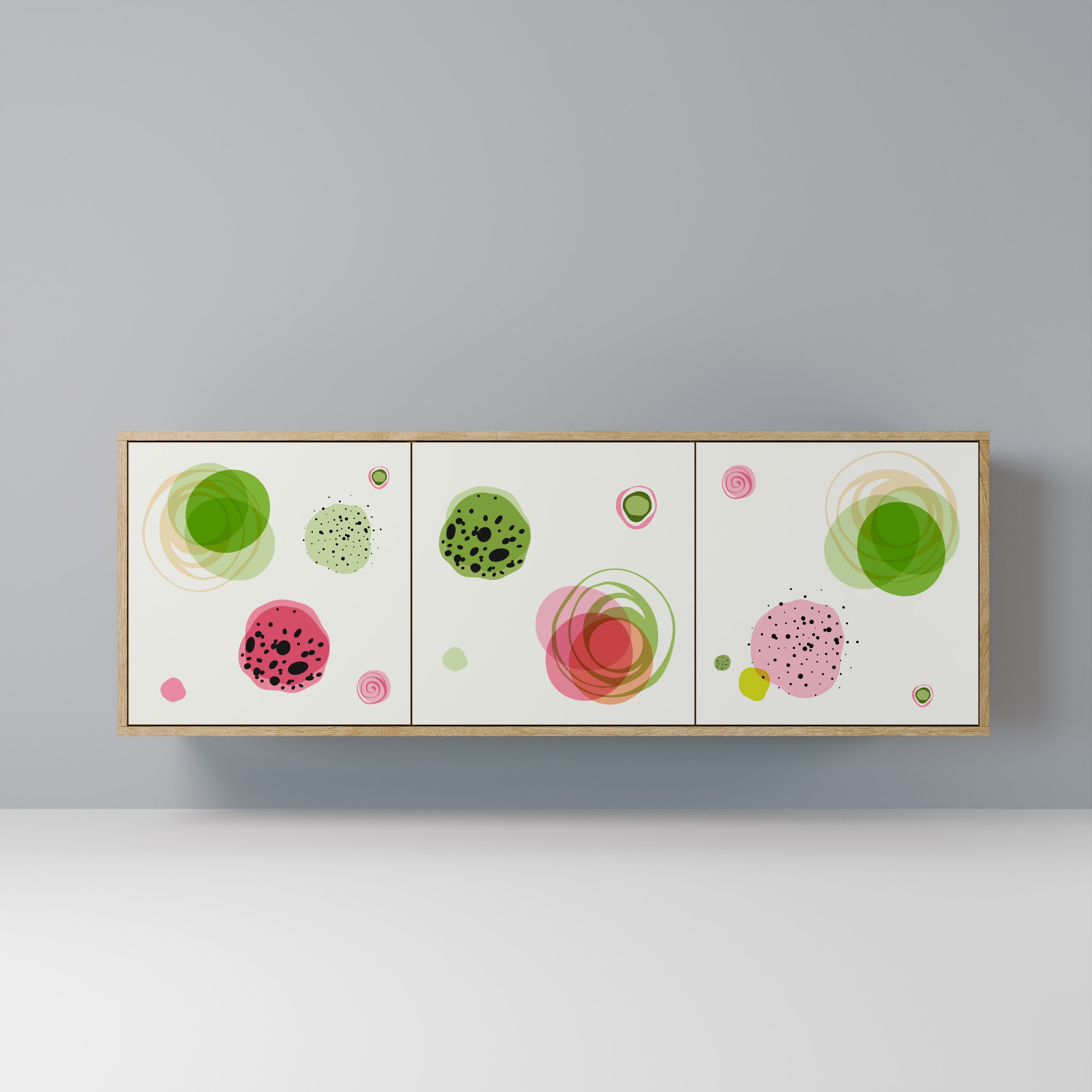 COLORFUL COSMOS 3-Door Sideboard in Oak Effect