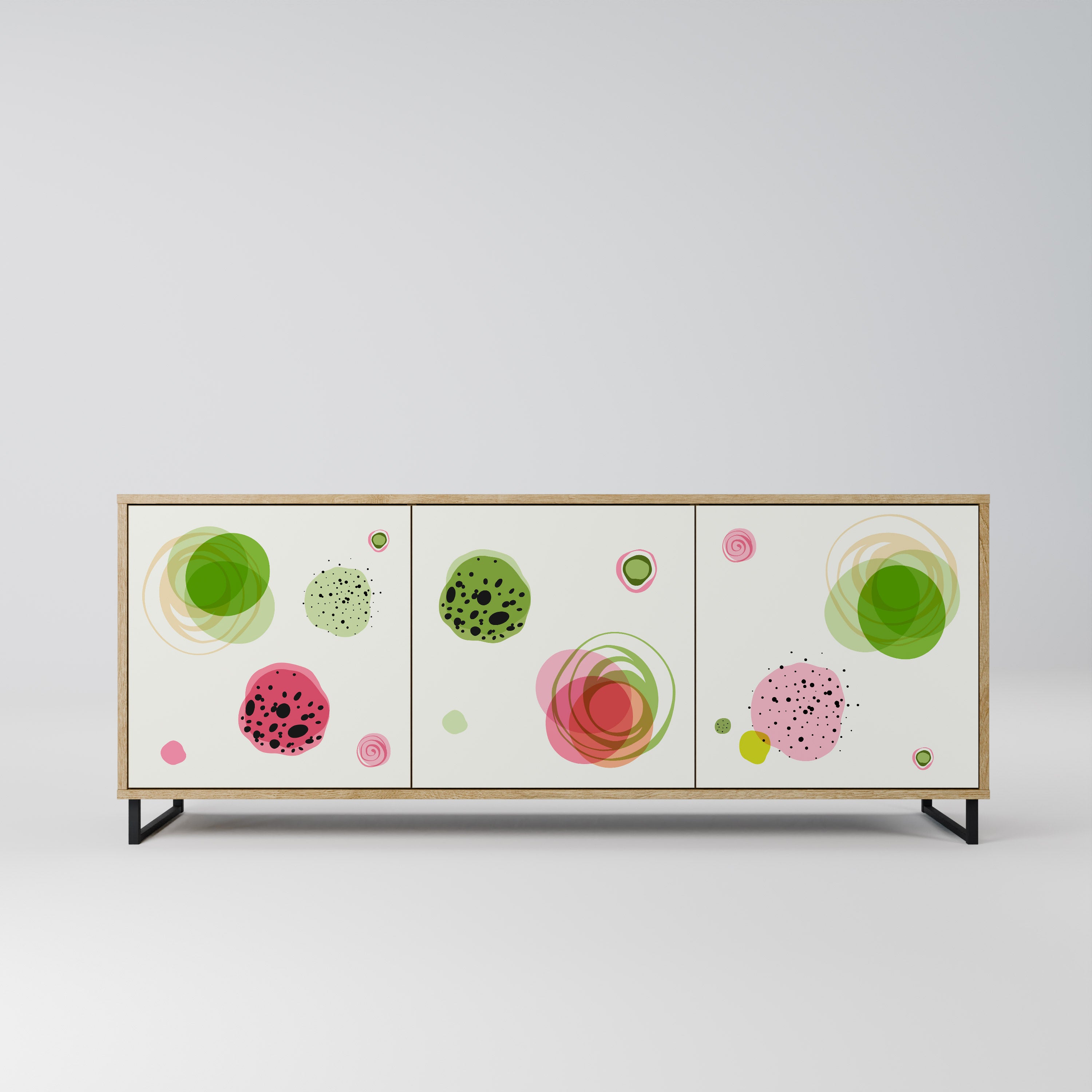 COLORFUL COSMOS 3-Door Sideboard in Oak Effect