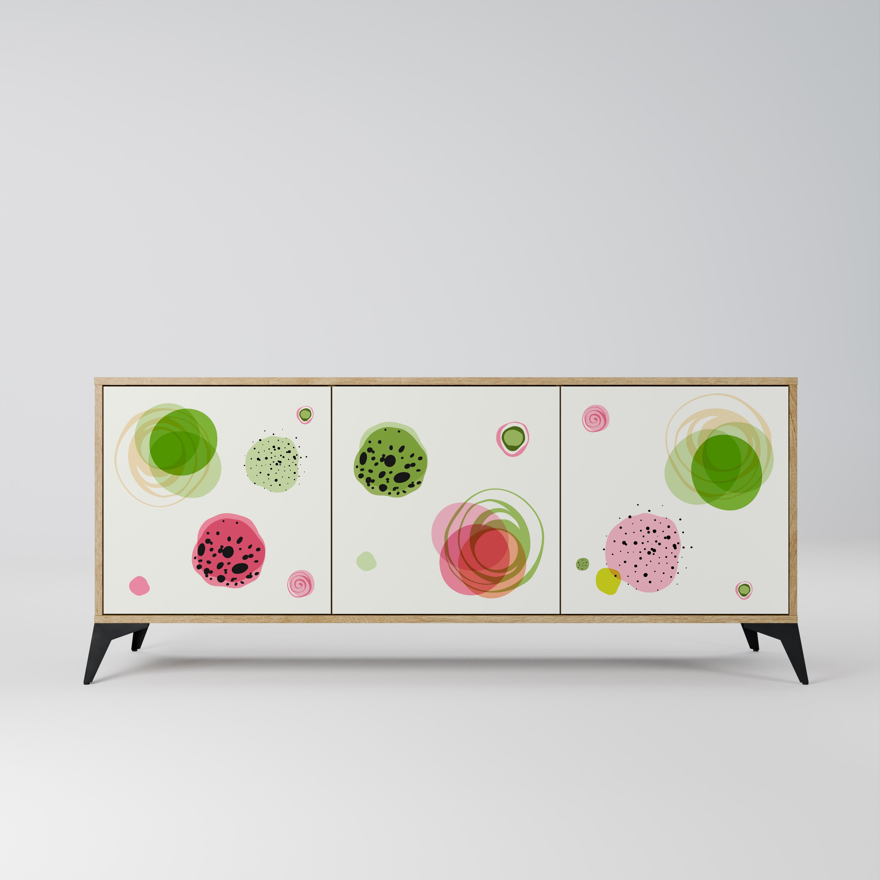 COLORFUL COSMOS 3-Door Sideboard in Oak Effect