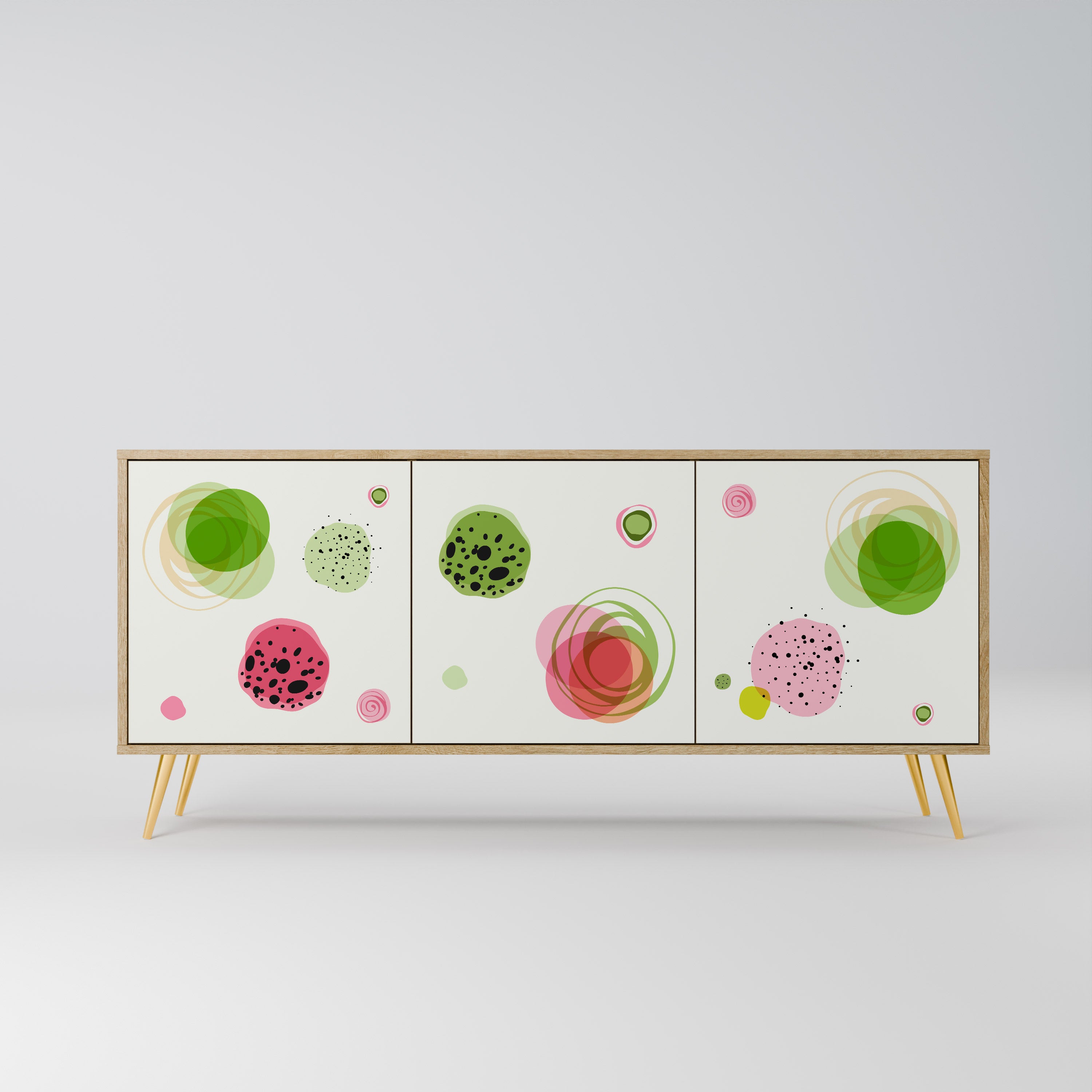 COLORFUL COSMOS 3-Door Sideboard in Oak Effect
